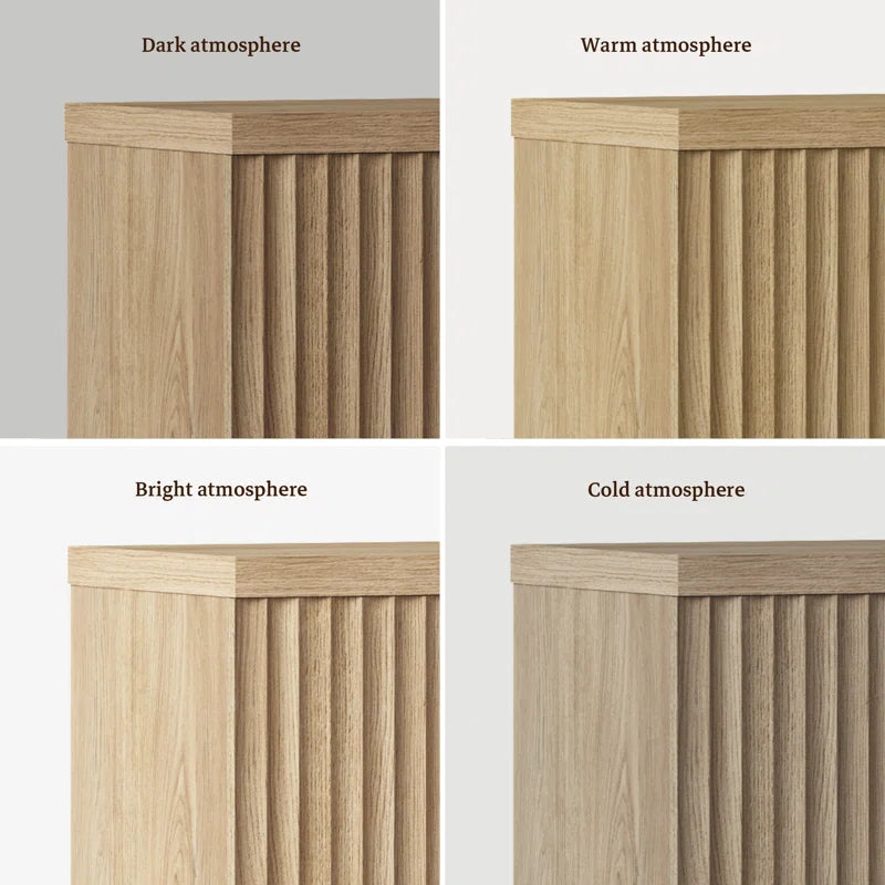Fluted Modern Accent Cabinet With Adjustable Shelves Doors