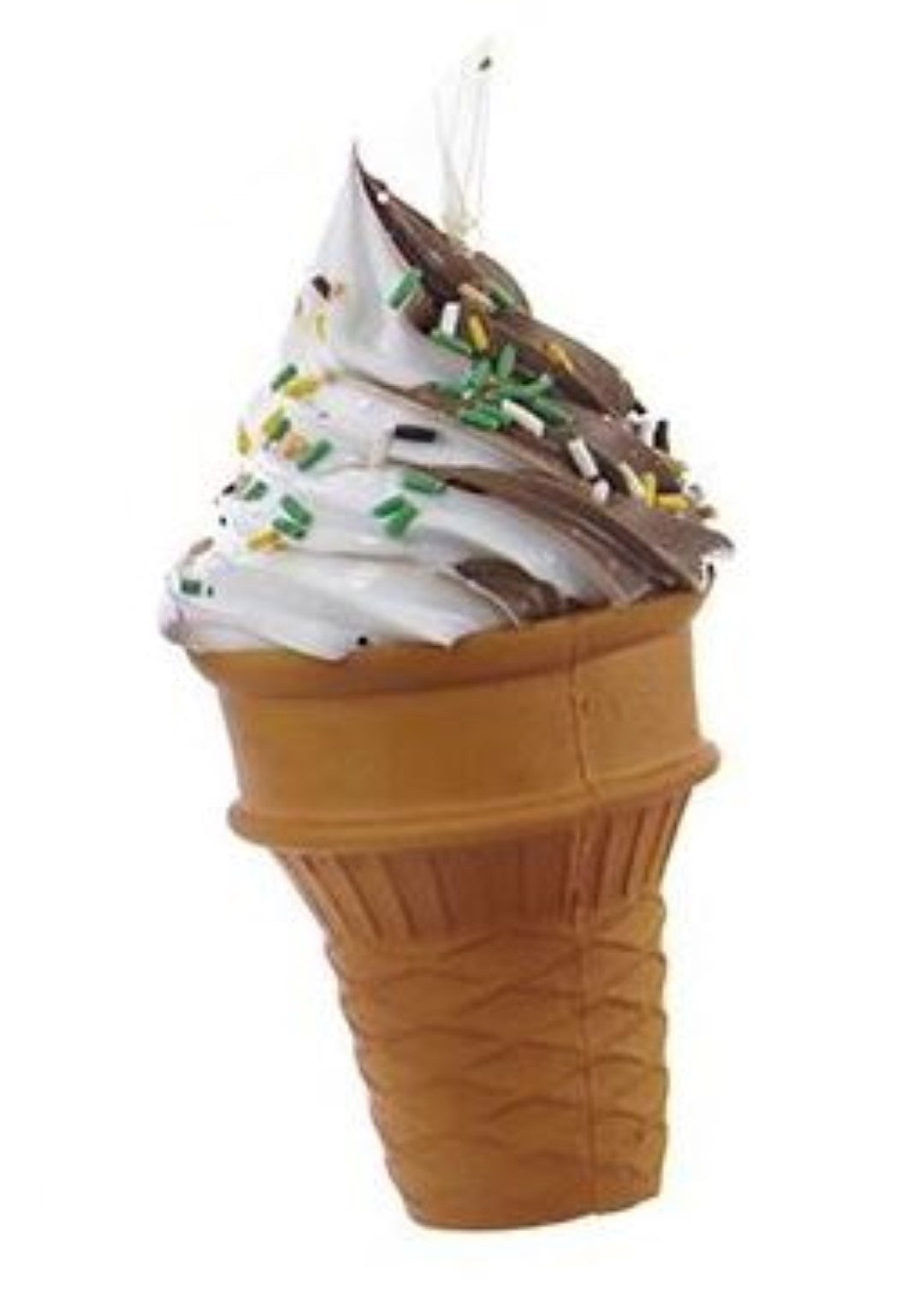 Foam Ice Cream Cone Ornament - Vanila Chocolate Swirl with Jimmies