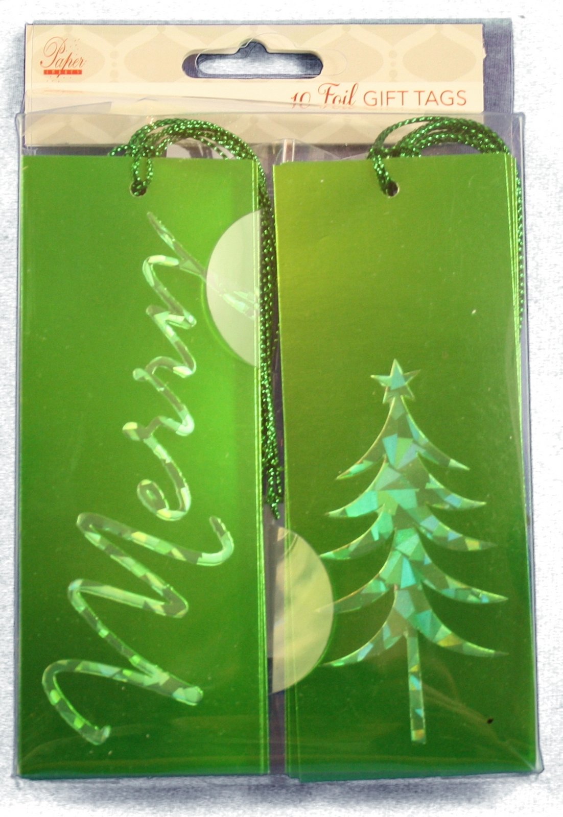 Foil Embossed Tie Gift Tags 10 Pack - Green