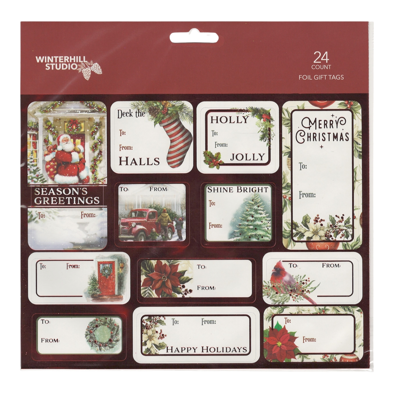 Foil Peel and Stick Gift tags - Classic Red