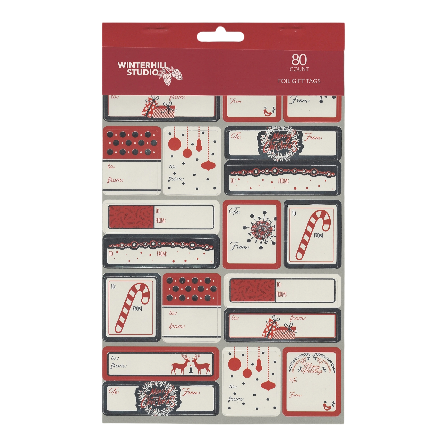 Foil Peel and Stick Gift tags - Silver Icons