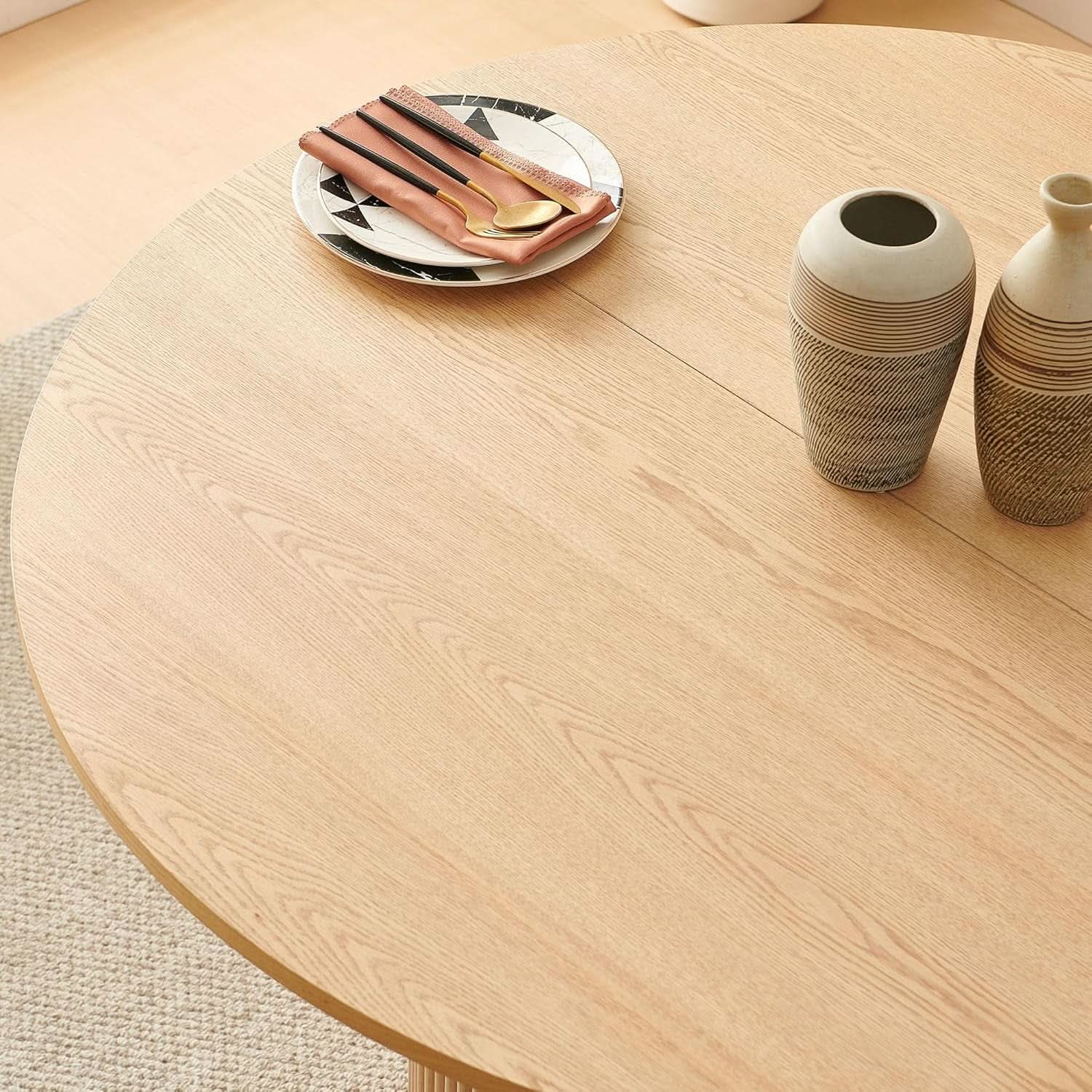 Forty Seven Inch Round Dining Table Oak Finish Chairs