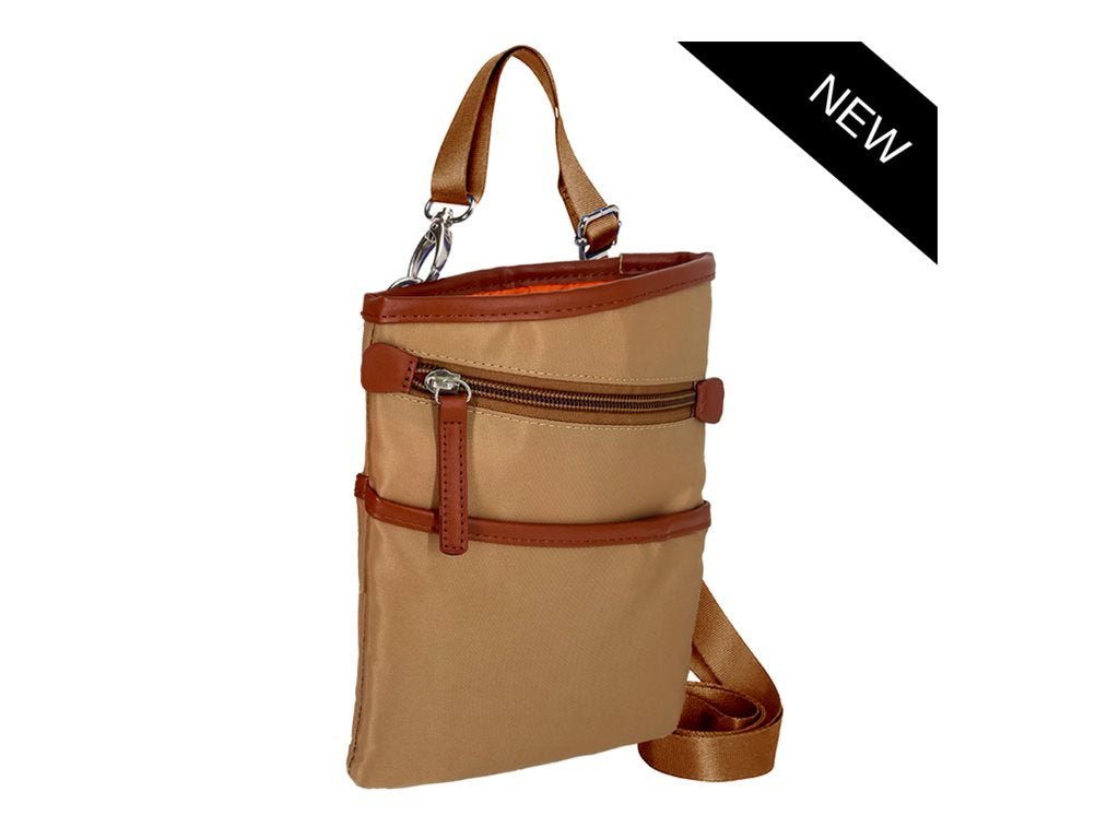 Francine Collections City Slim Dallas - Crossbody bag - nylon twill, vegan leather trim - tan - 7",Francine Collections City FWC7TNDALLAS23