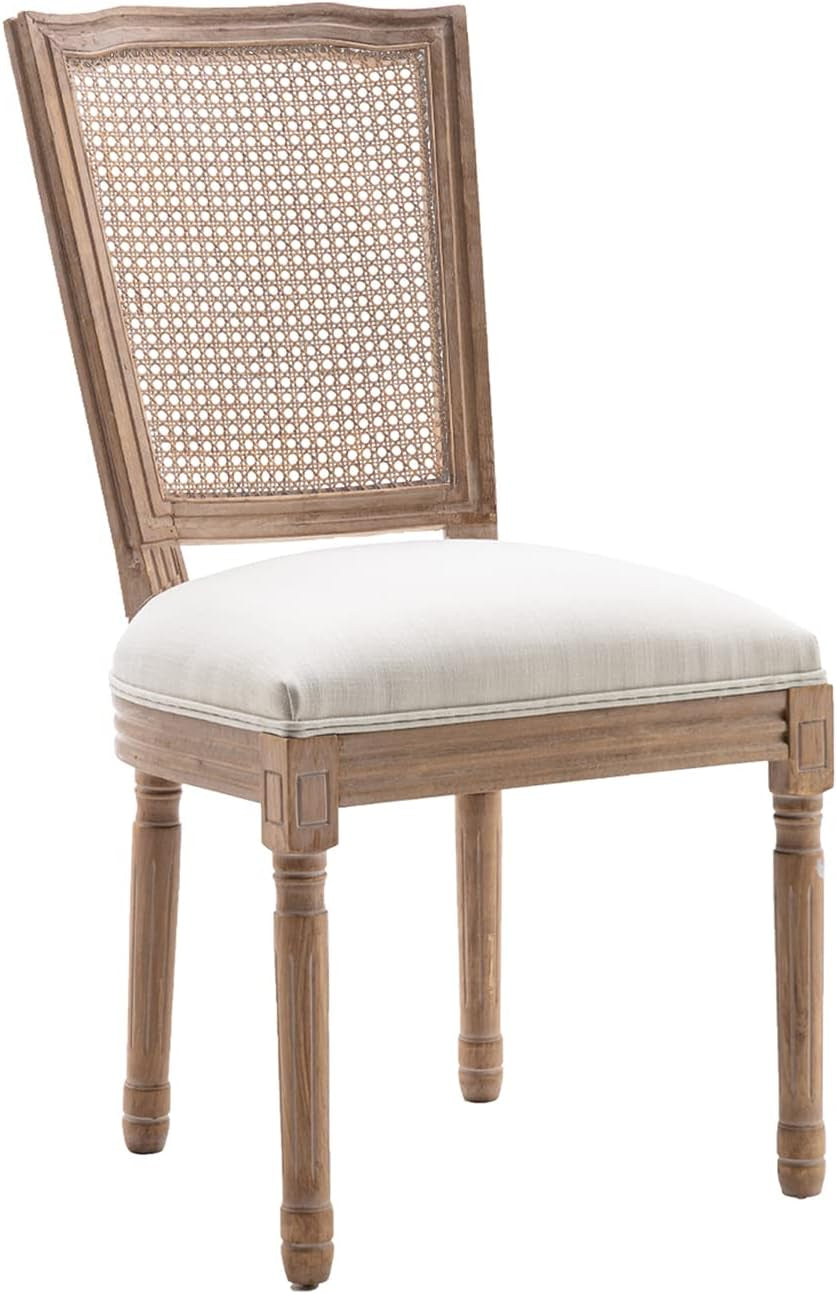 French Bistro Dining Chairs Set Of 4 Square Rattan Back