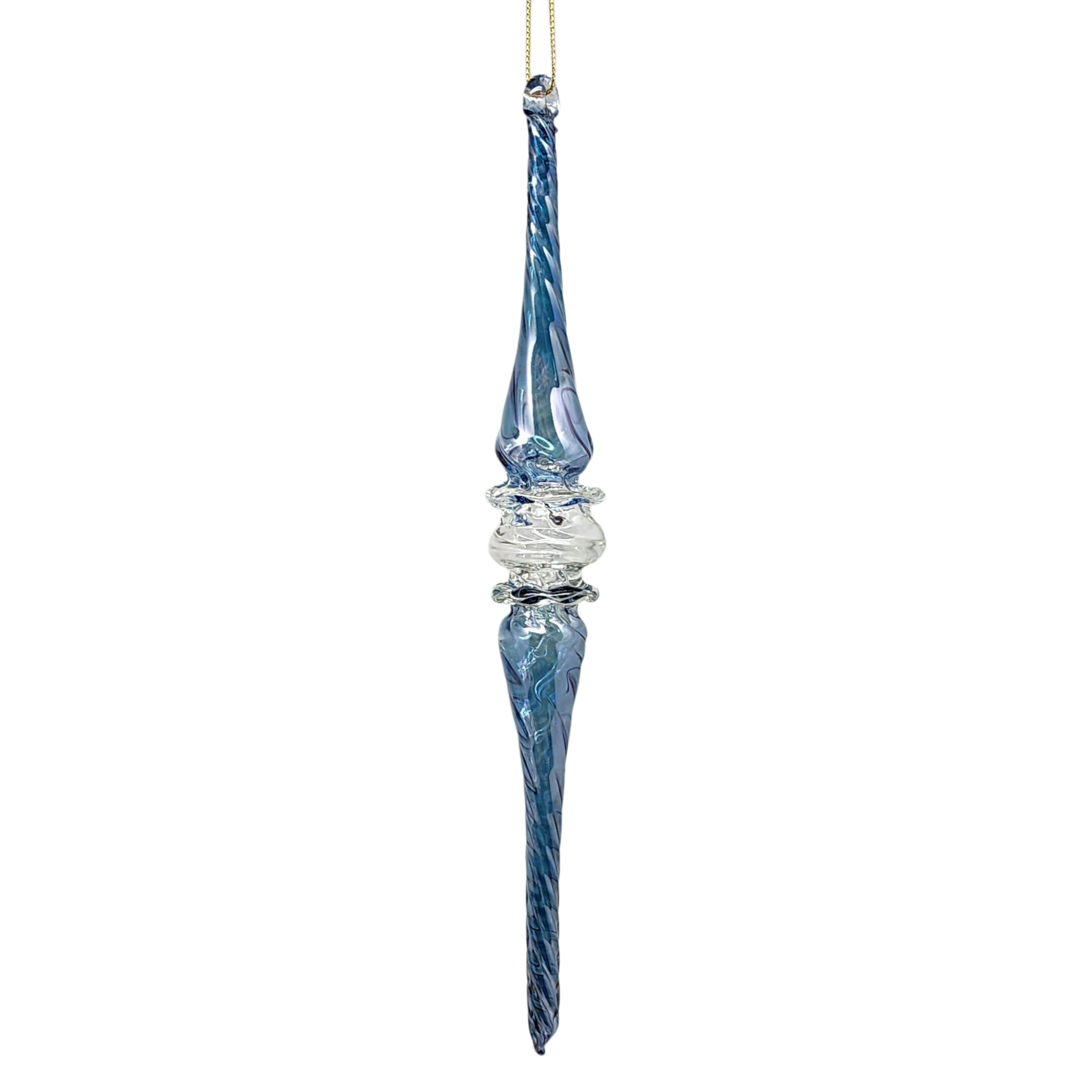 Frosted Blue Swirl Spire Ornament