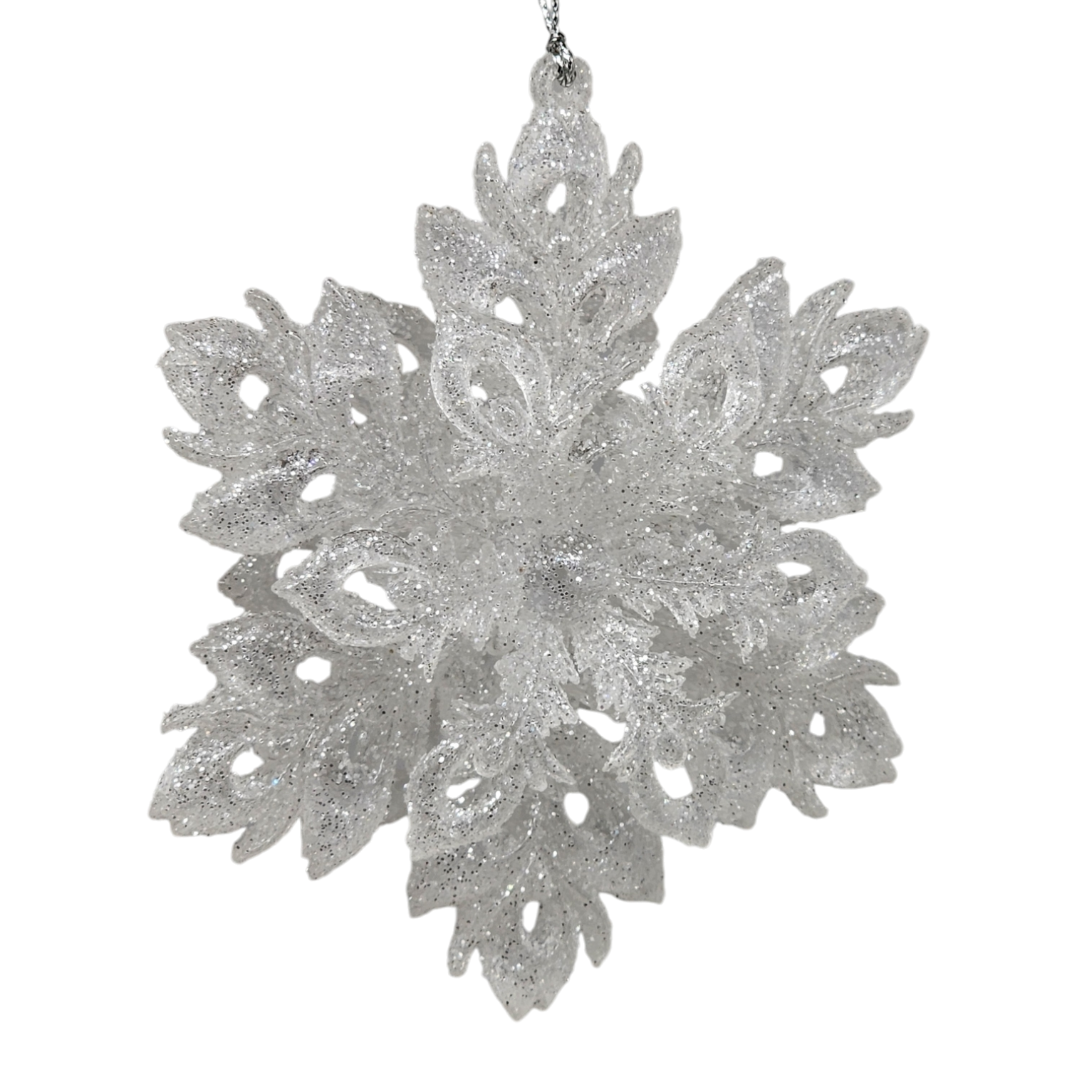 Frosted White Snowflake Ornament - 5 Inch