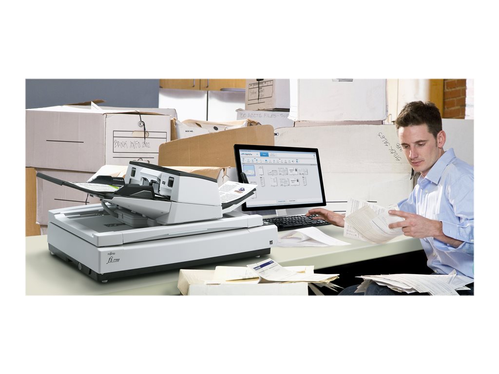 Fujitsu fi-7700 - Document scanner - Triple CCD - Duplex - ARCH B - 600 dpi x 600 dpi - up to 100 ppm (mono) / up to 100 ppm CG01000-308201