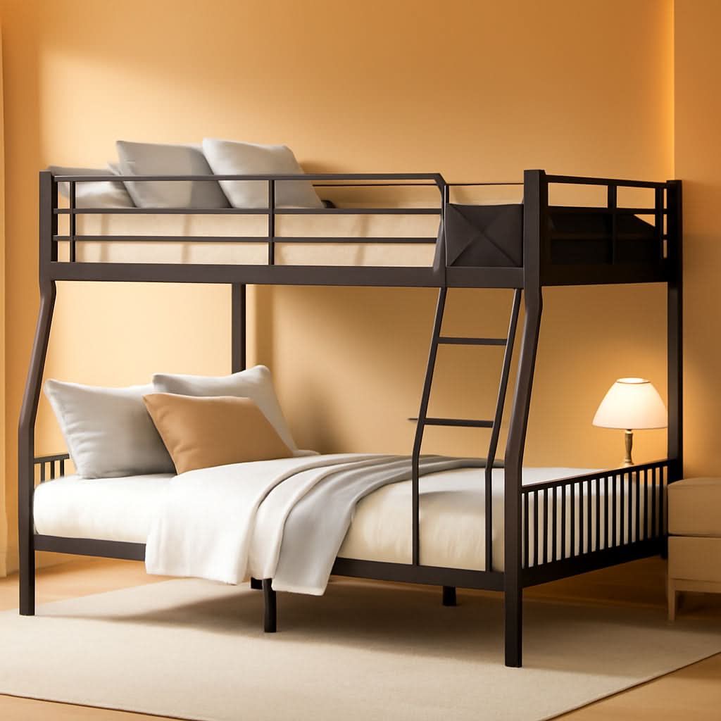 Full XL Over Queen Bunk Bed Heavy Duty Metal Black