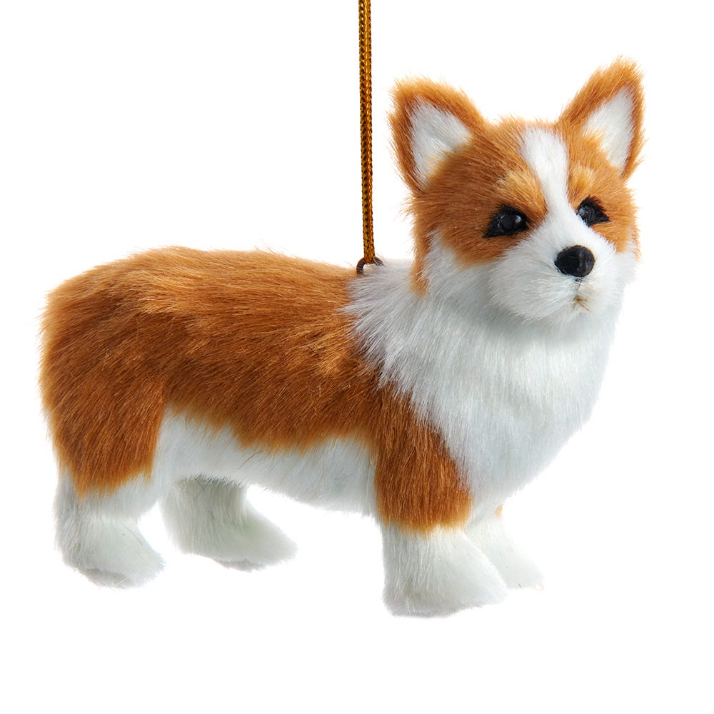 Furry Dog Ornament - Corgi