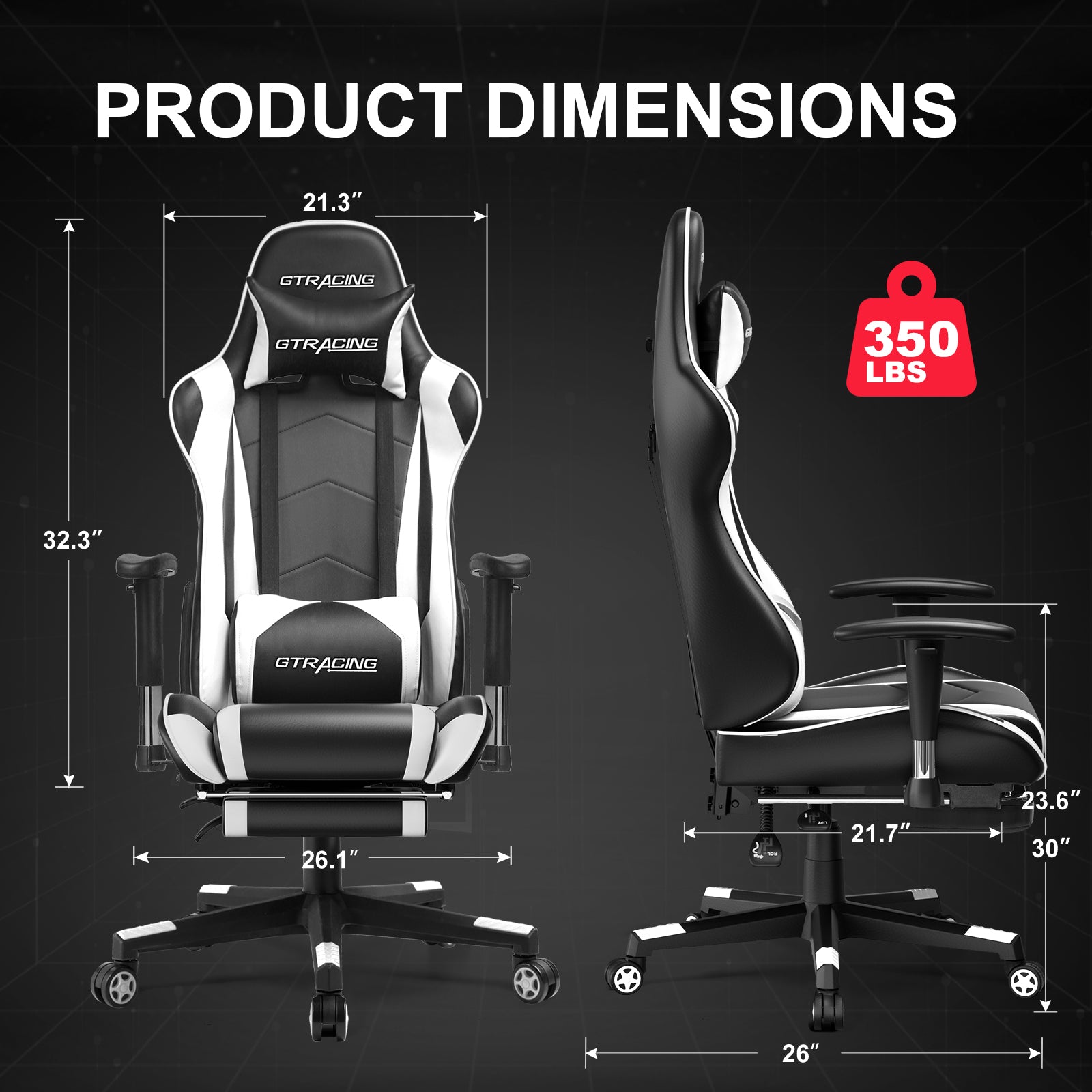 GTRACING Gaming Chair Office Chair PU Leather with Footrest&Adjustable Headrest