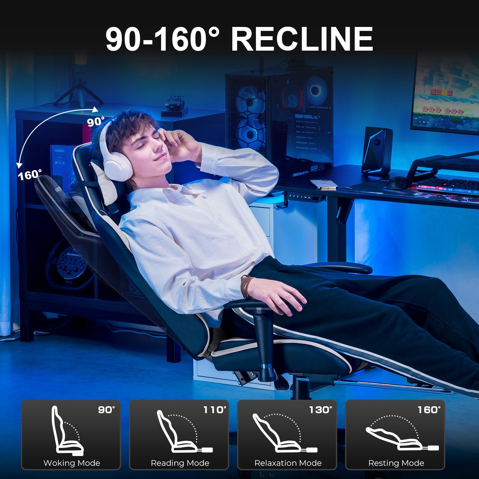 GTRACING Gaming Chair Office Chair PU Leather with Footrest&Adjustable Headrest