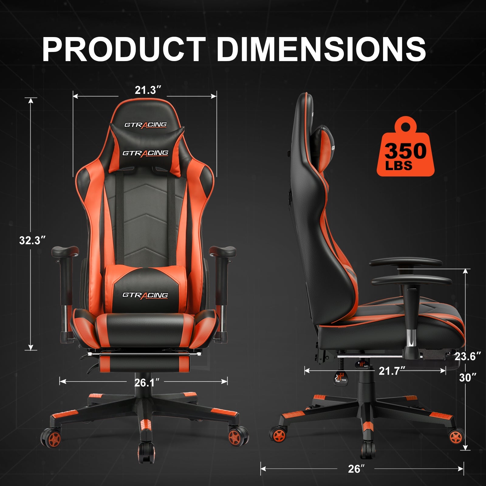 GTRACING Gaming Chair Office Chair PU Leather with Footrest&Adjustable Headrest