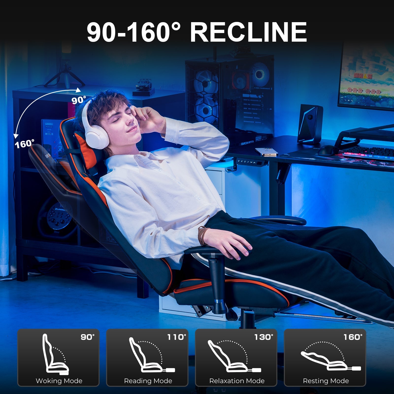 GTRACING Gaming Chair Office Chair PU Leather with Footrest&Adjustable Headrest