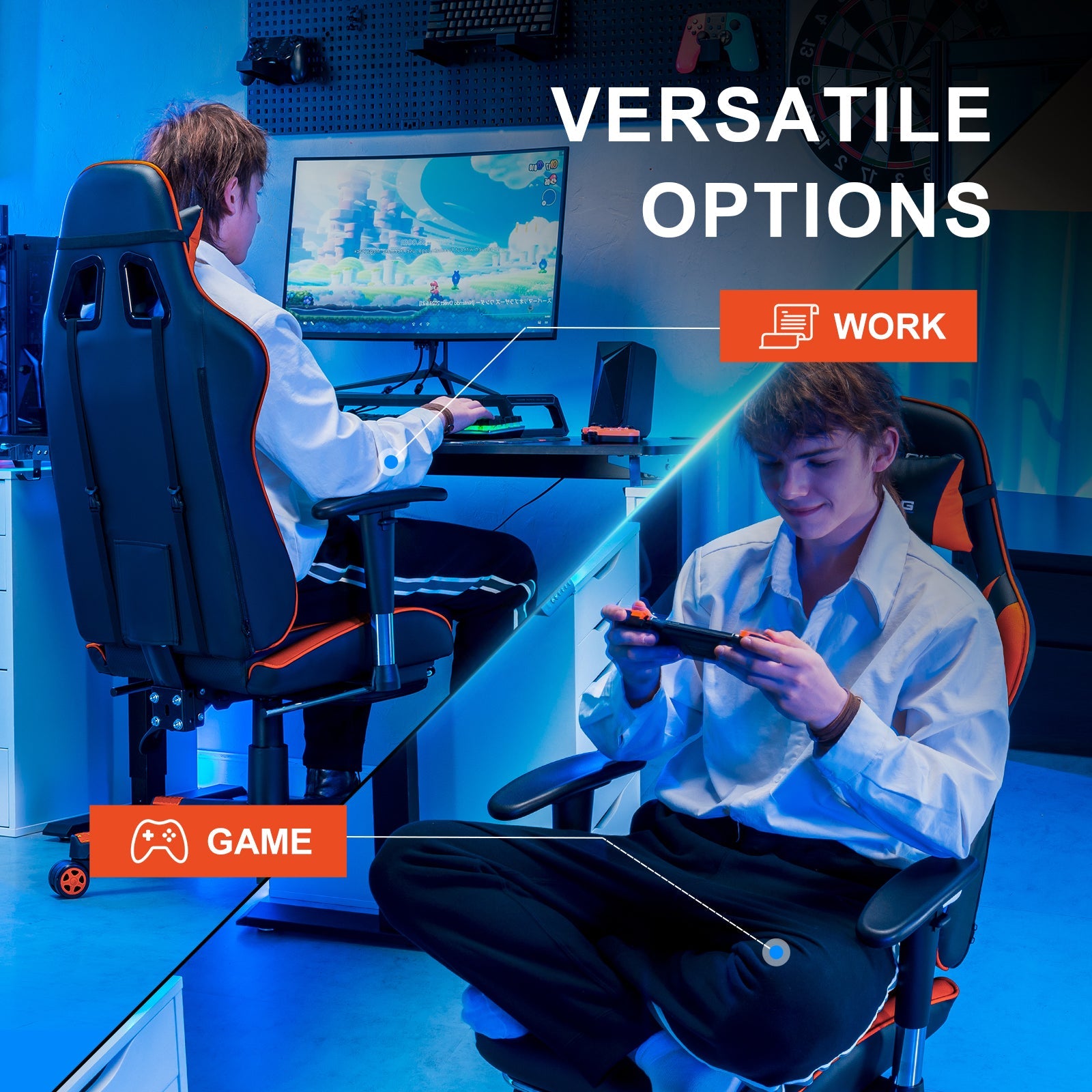 GTRACING Gaming Chair Office Chair PU Leather with Footrest&Adjustable Headrest
