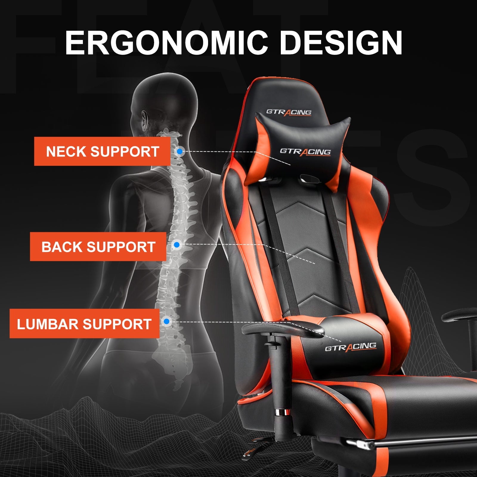 GTRACING Gaming Chair Office Chair PU Leather with Footrest&Adjustable Headrest
