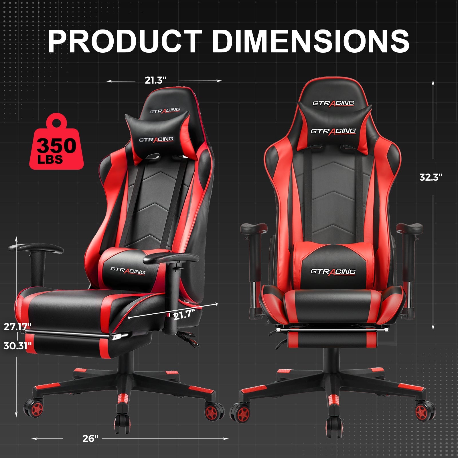 GTRACING Gaming Chair Office Chair PU Leather with Footrest&Adjustable Headrest