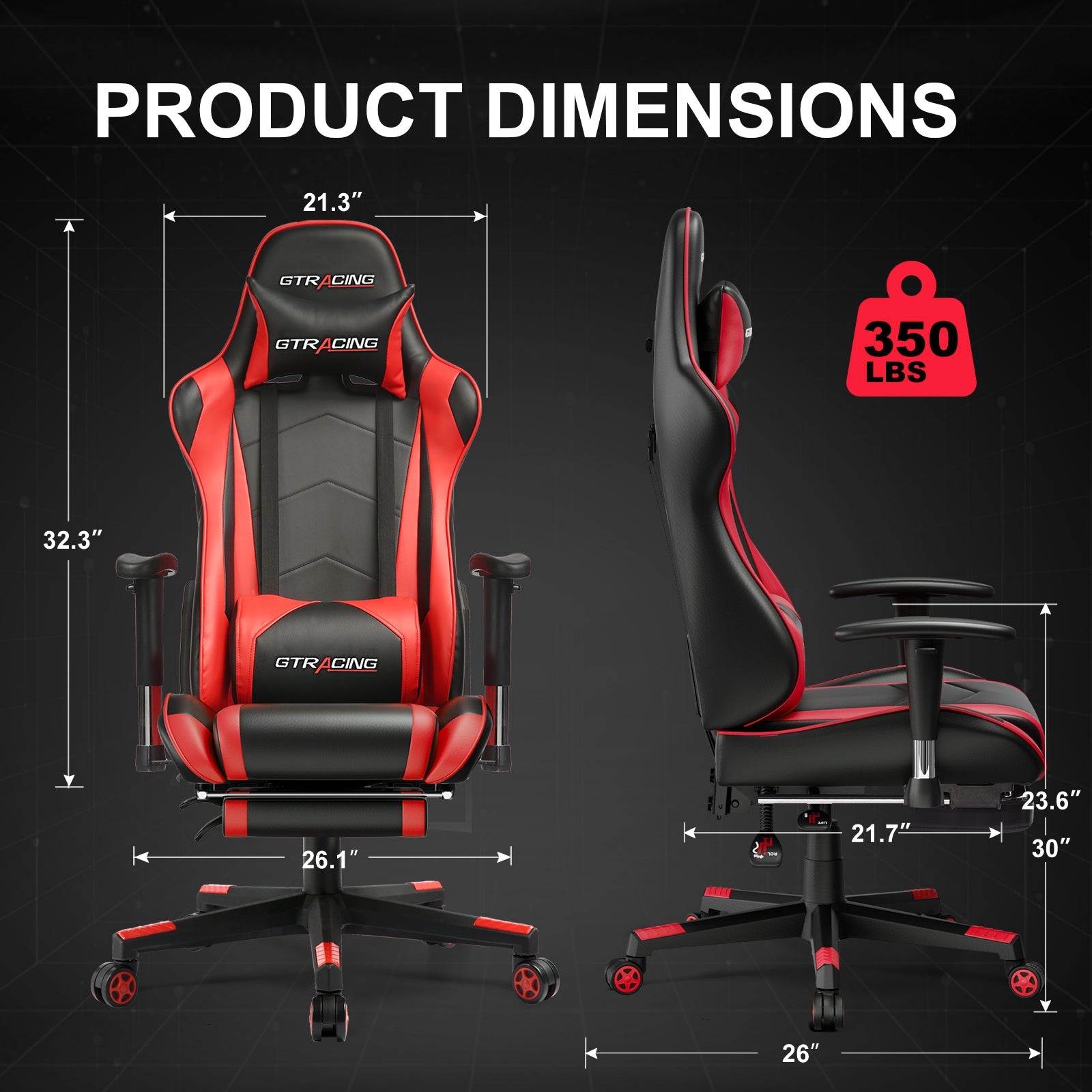 GTRACING Gaming Chair Office Chair PU Leather with Footrest&Adjustable Headrest