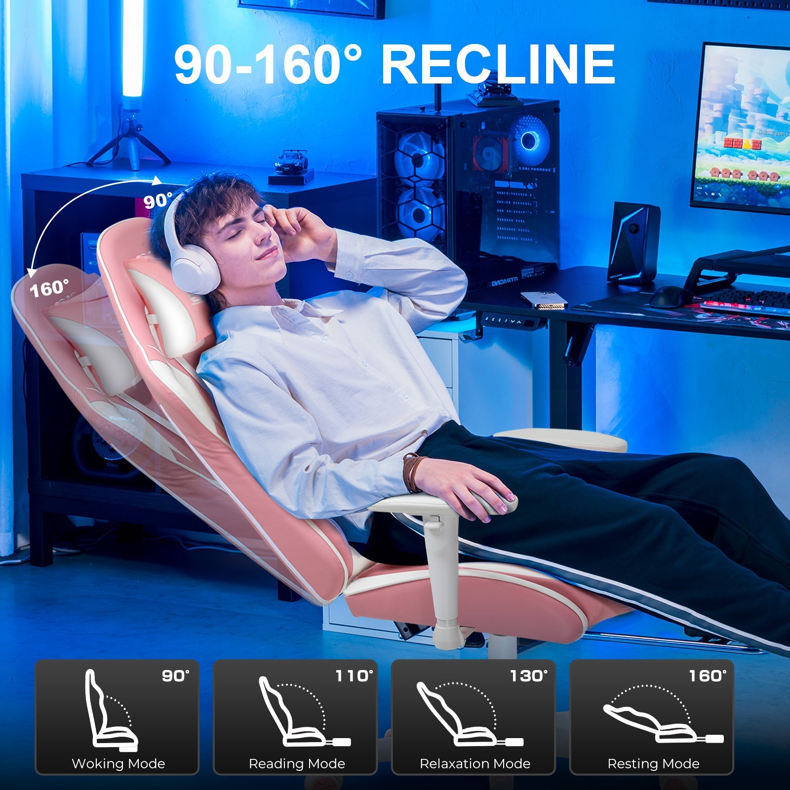 GTRACING Gaming Chair Office Chair PU Leather with Footrest&Adjustable Headrest