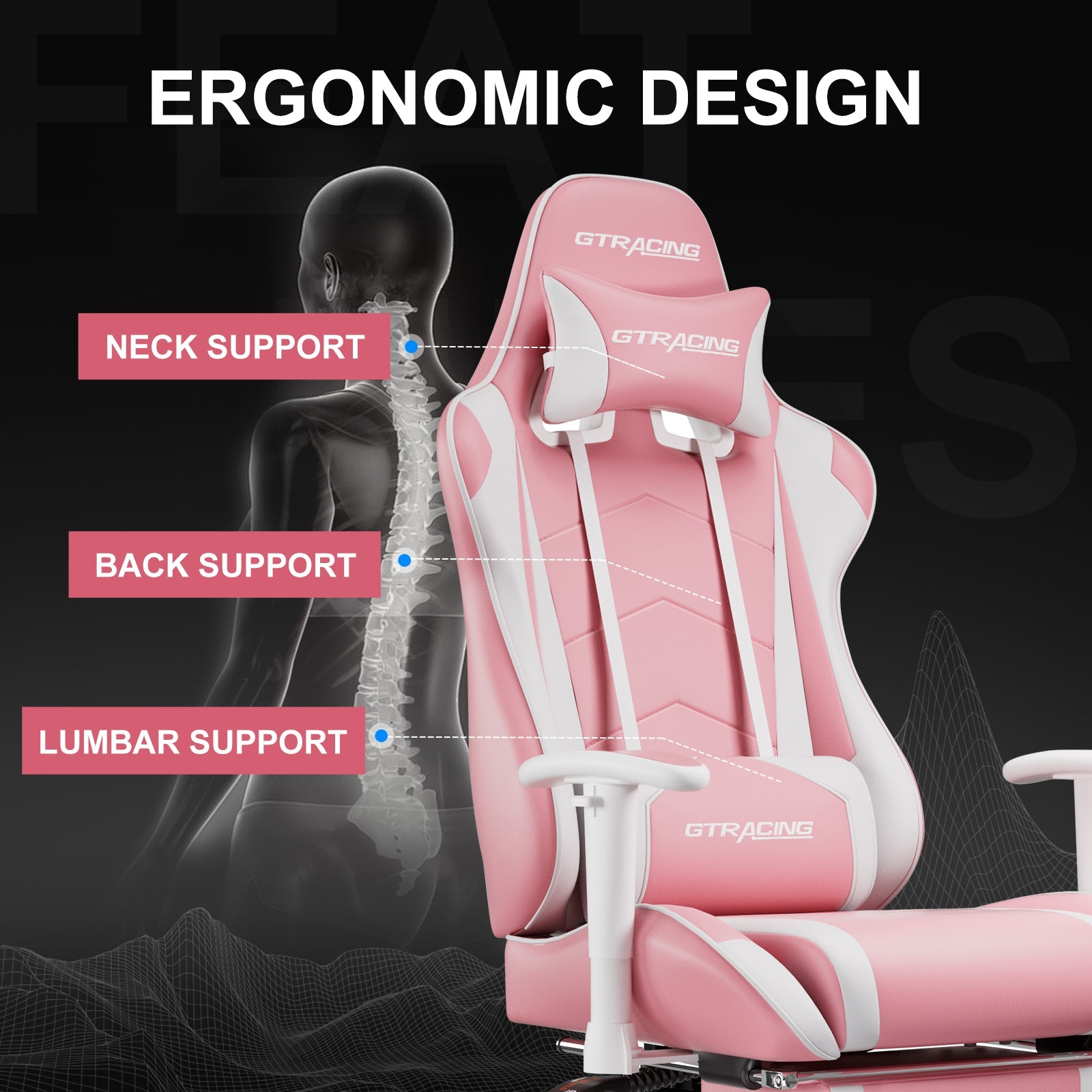GTRACING Gaming Chair Office Chair PU Leather with Footrest&Adjustable Headrest