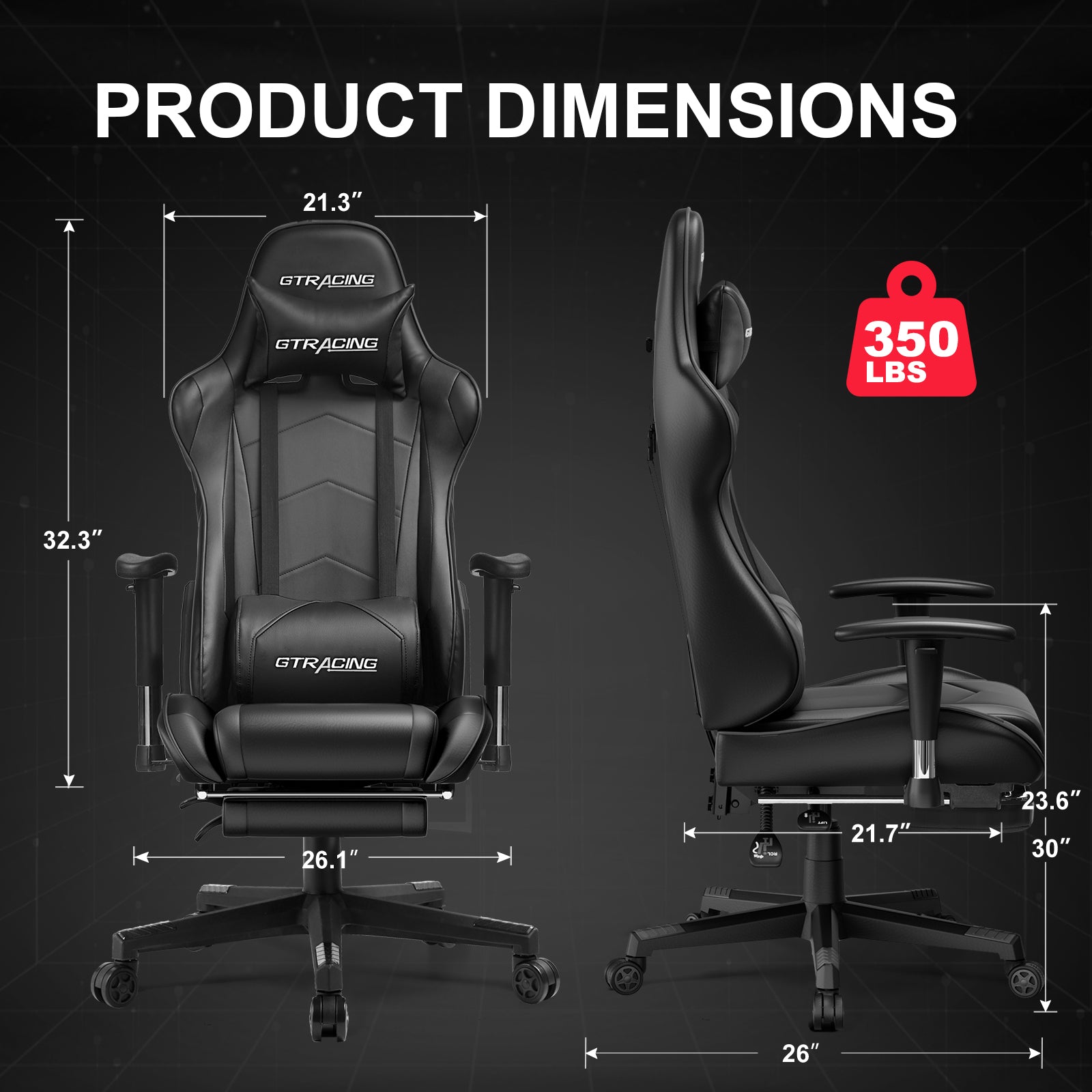 GTRACING Gaming Chair Office Chair PU Leather with Footrest&Adjustable Headrest