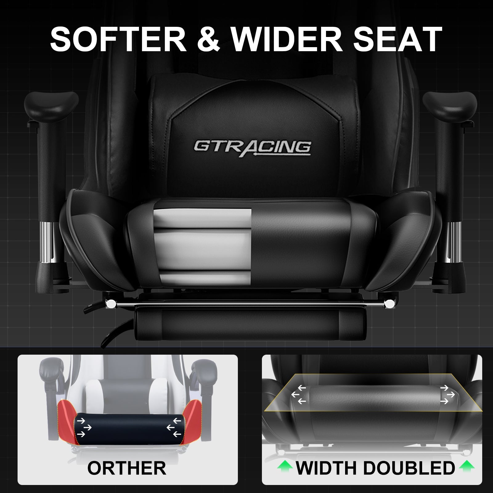 GTRACING Gaming Chair Office Chair PU Leather with Footrest&Adjustable Headrest