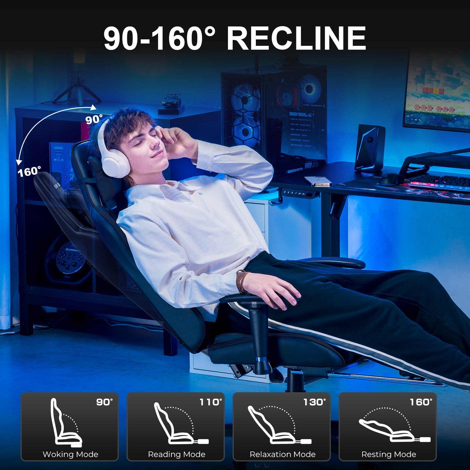 GTRACING Gaming Chair Office Chair PU Leather with Footrest&Adjustable Headrest