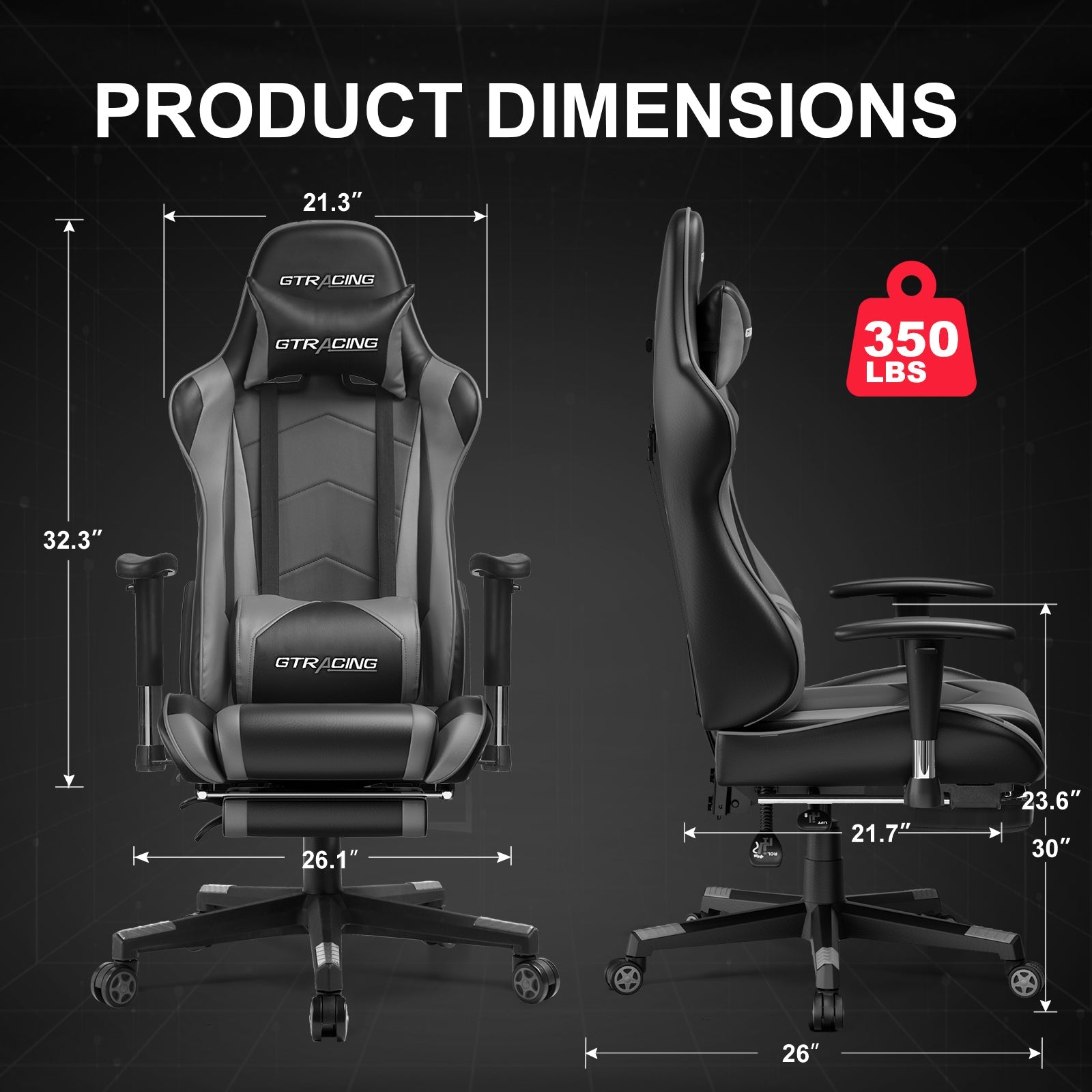 GTRACING Gaming Chair Office Chair PU Leather with Footrest&Adjustable Headrest