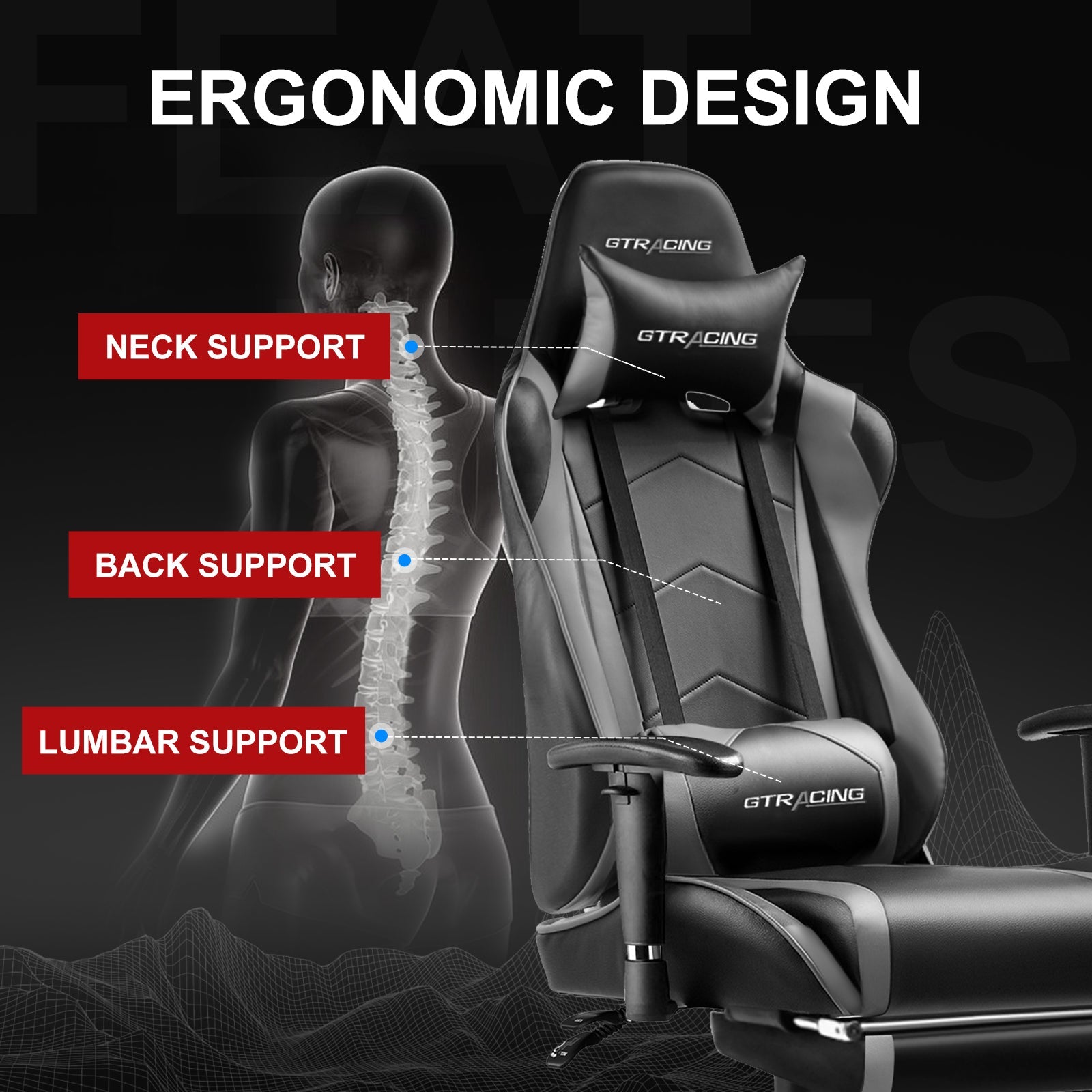 GTRACING Gaming Chair Office Chair PU Leather with Footrest&Adjustable Headrest