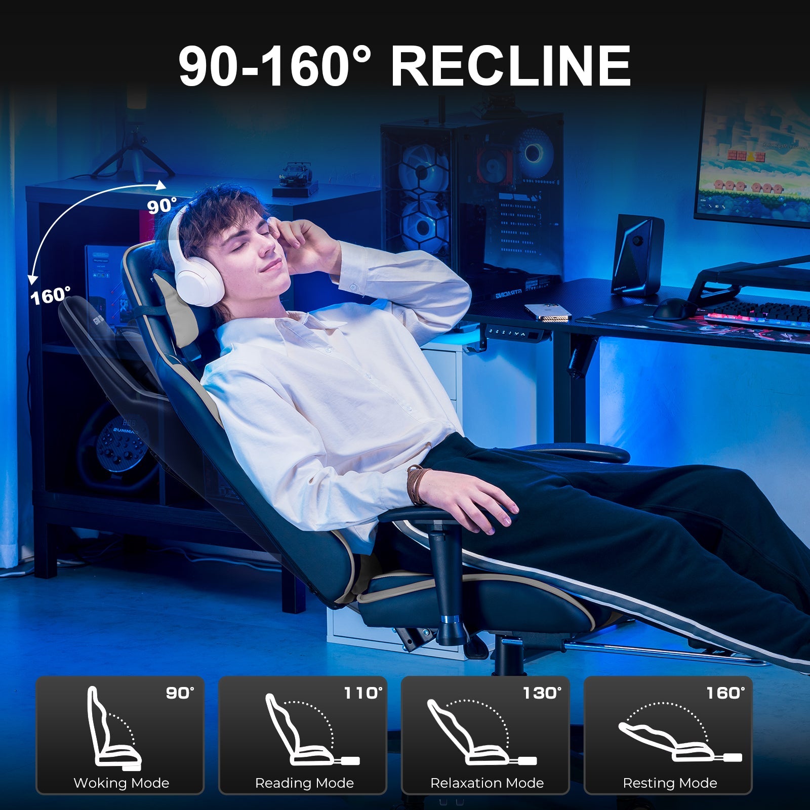 GTRACING Gaming Chair Office Chair PU Leather with Footrest&Adjustable Headrest