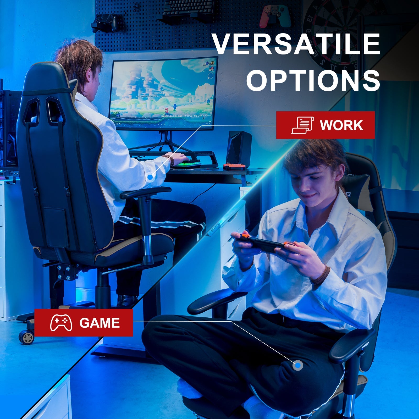 GTRACING Gaming Chair Office Chair PU Leather with Footrest&Adjustable Headrest