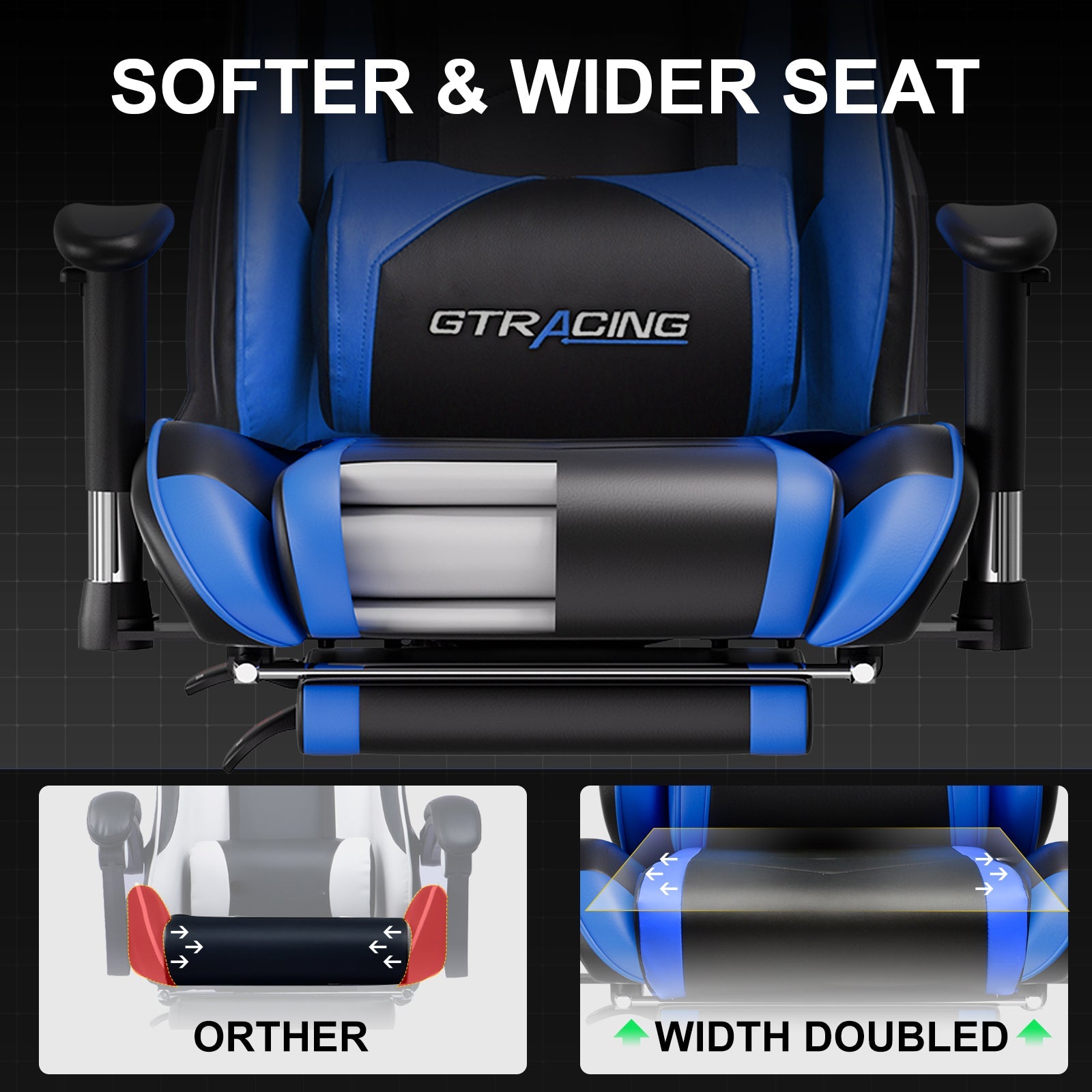 GTRACING Gaming Chair Office Chair PU Leather with Footrest&Adjustable Headrest