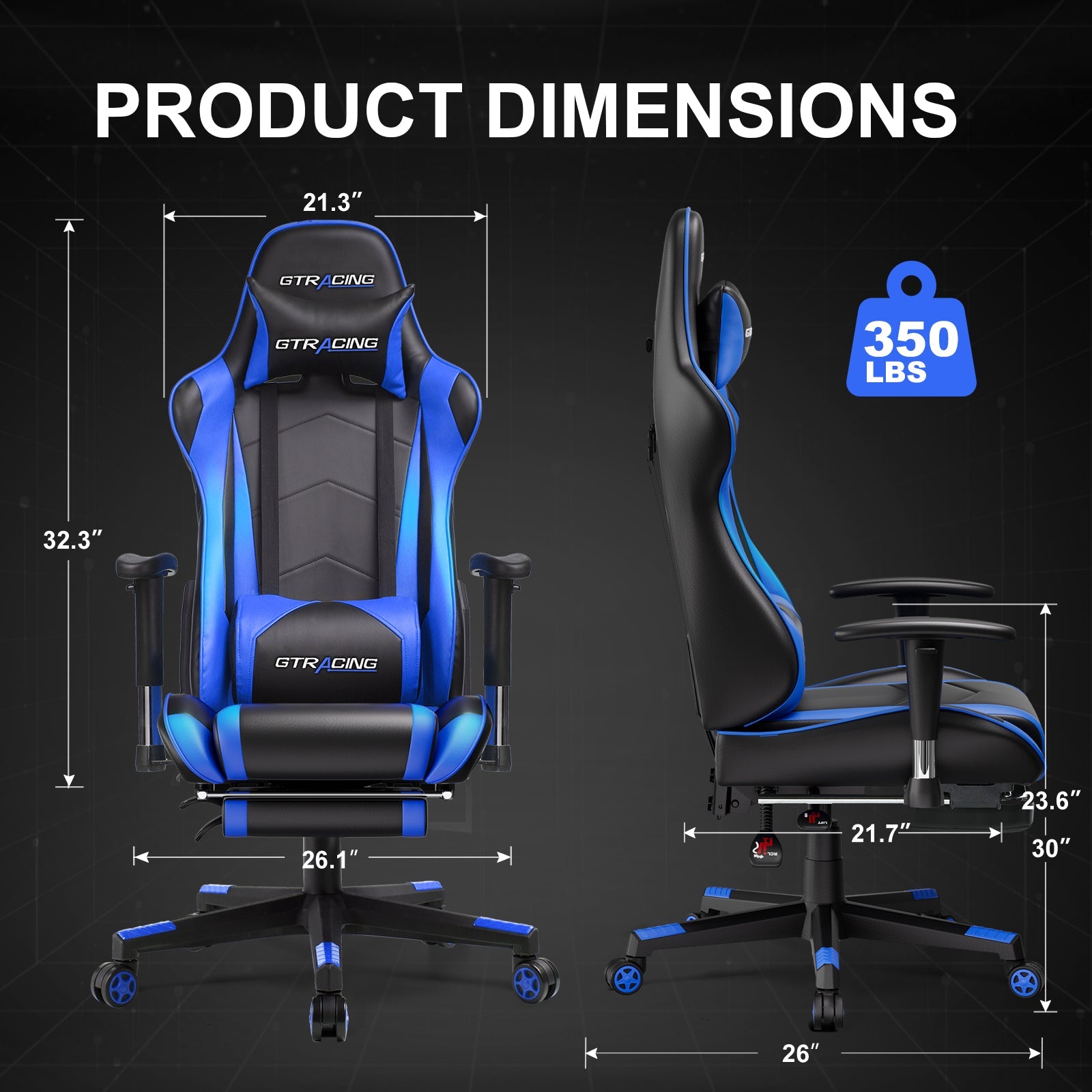 GTRACING Gaming Chair Office Chair PU Leather with Footrest&Adjustable Headrest