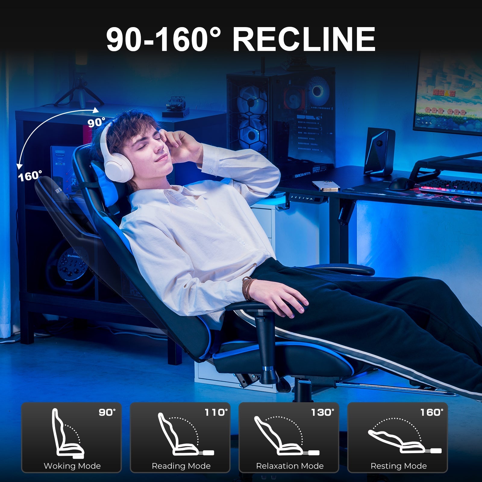 GTRACING Gaming Chair Office Chair PU Leather with Footrest&Adjustable Headrest