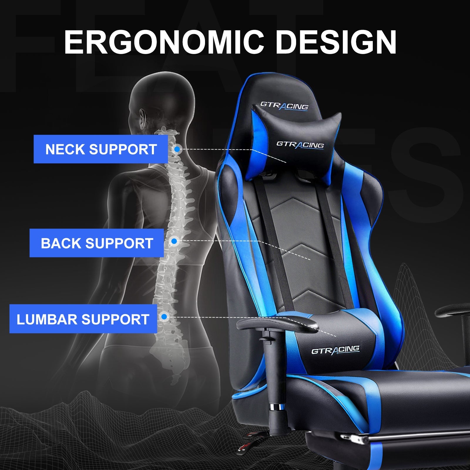GTRACING Gaming Chair Office Chair PU Leather with Footrest&Adjustable Headrest