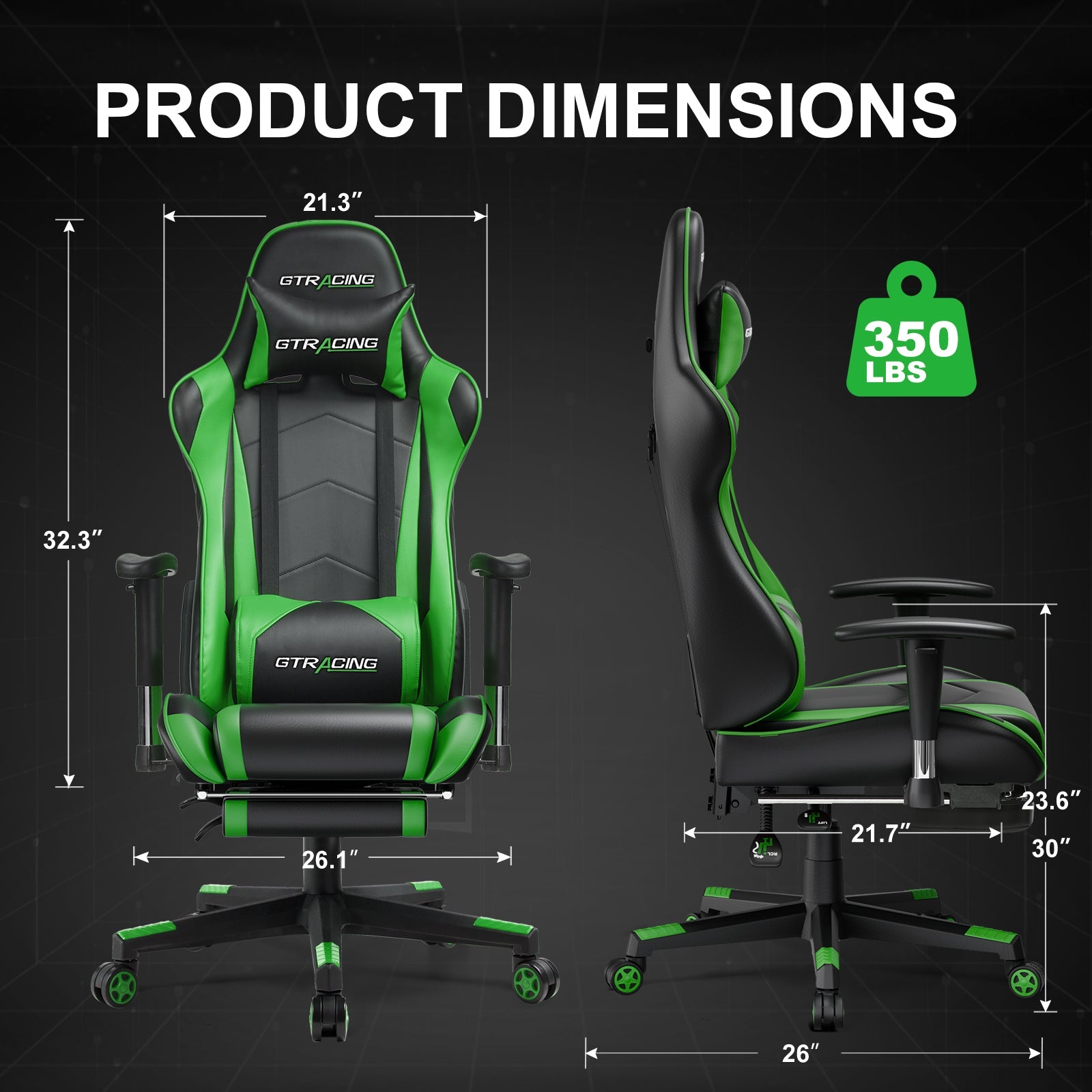 GTRACING Gaming Chair Office Chair PU Leather with Footrest&Adjustable Headrest