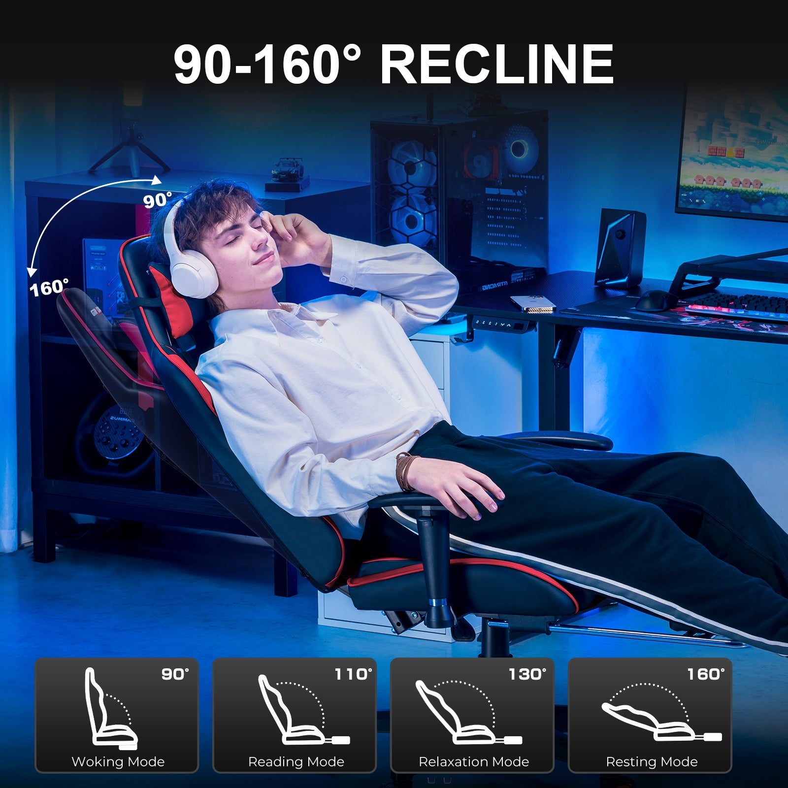 GTRACING Gaming Chair Office Chair PU Leather with Footrest&Adjustable Headrest