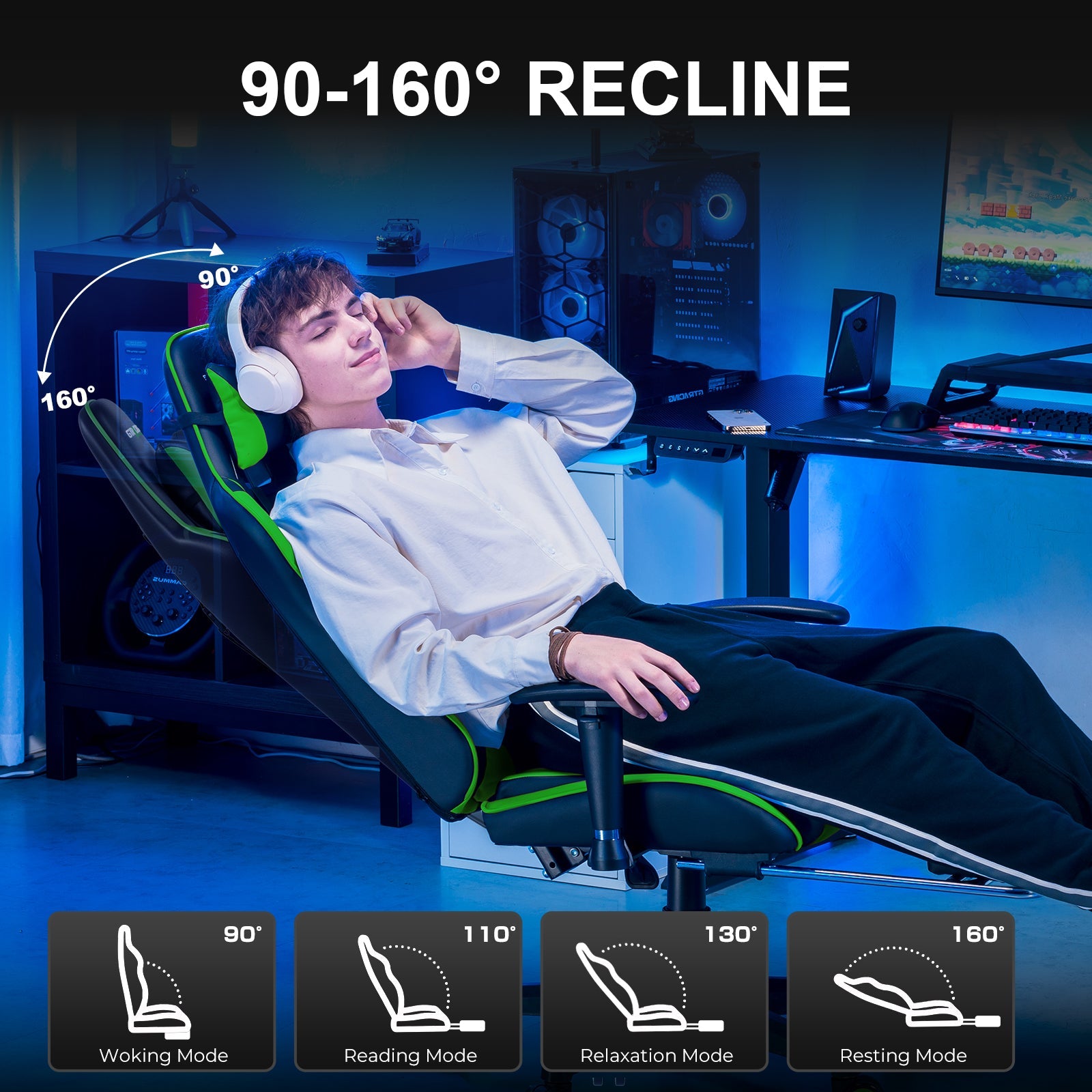 GTRACING Gaming Chair Office Chair PU Leather with Footrest&Adjustable Headrest