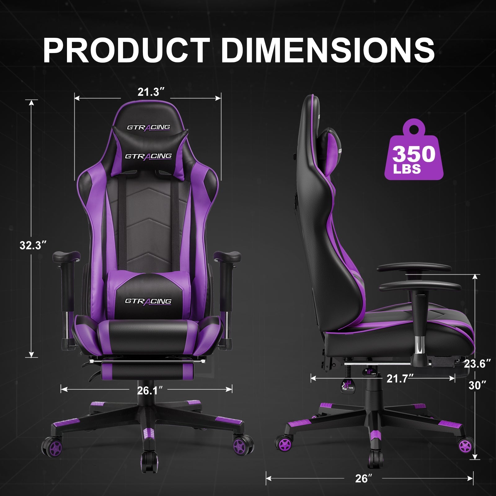 GTRACING Gaming Chair Office Chair PU Leather with Footrest&Adjustable Headrest