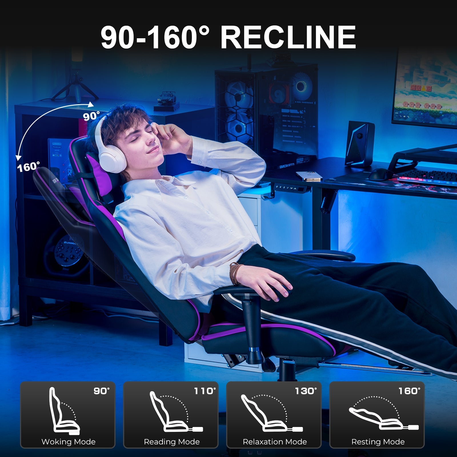 GTRACING Gaming Chair Office Chair PU Leather with Footrest&Adjustable Headrest