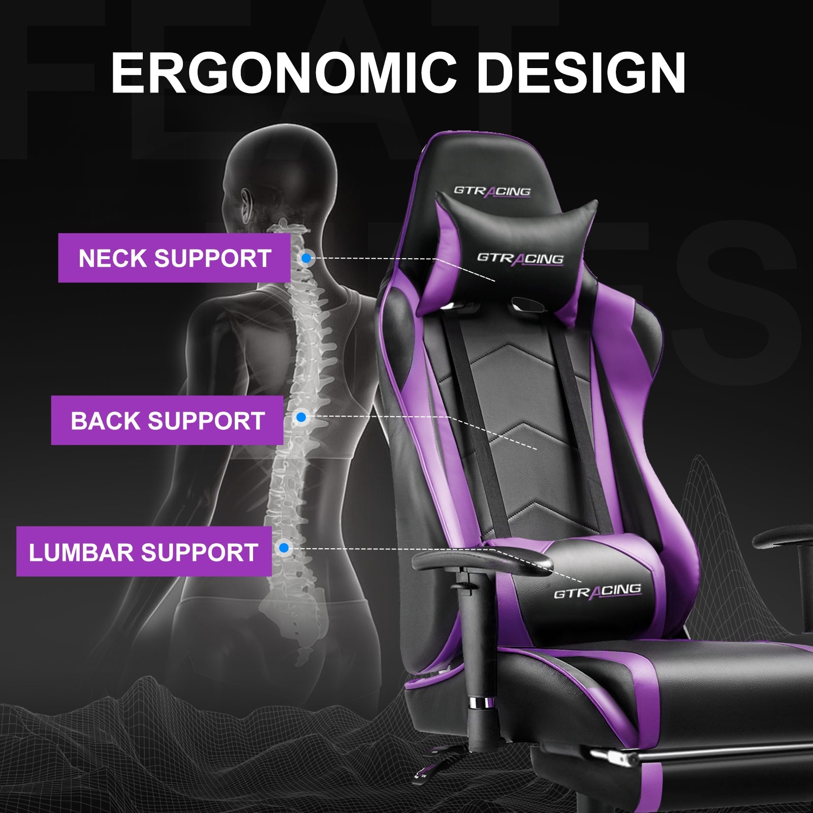 GTRACING Gaming Chair Office Chair PU Leather with Footrest&Adjustable Headrest