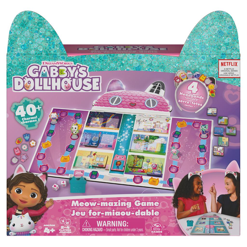 Gabby’s Dollhouse Meow-Mazing Board Game Based on The DreamWorks Netflix Show with 4 Kitty Headbands