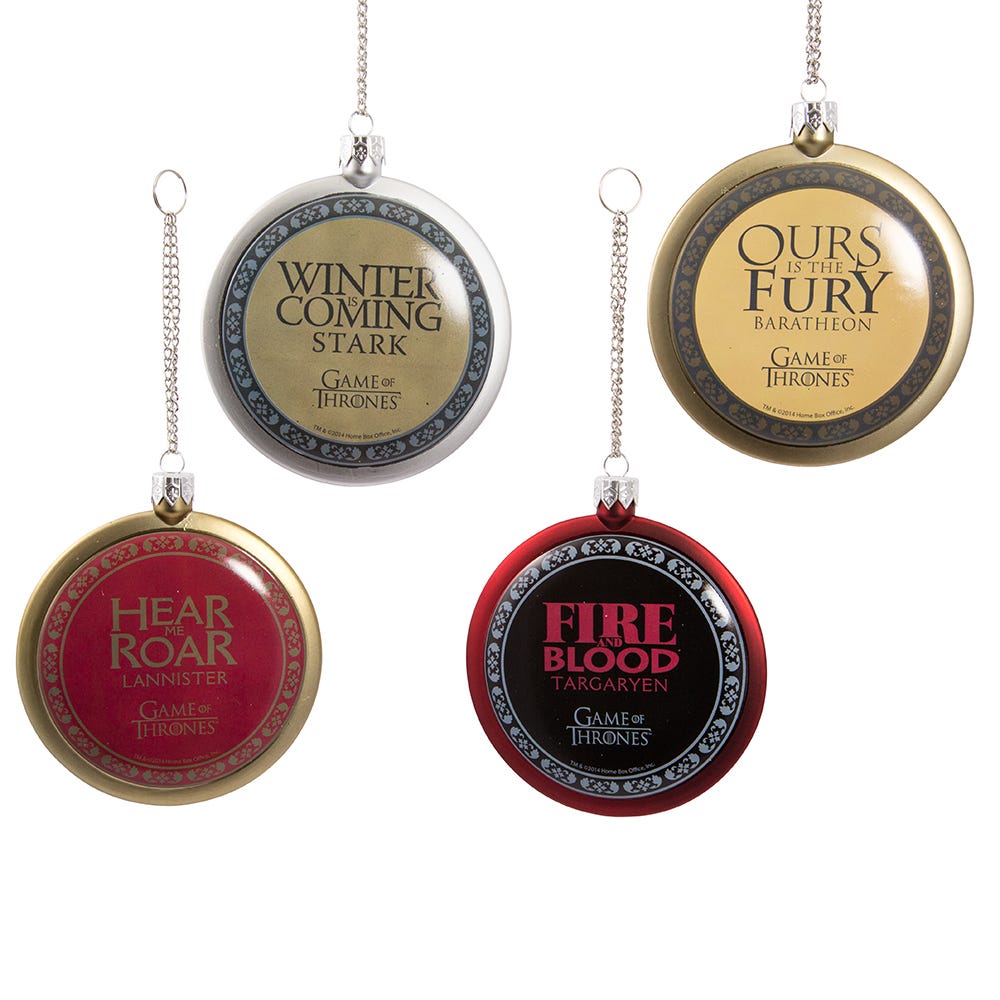 Game Of Thrones Disc Ornaments - 4 Piece Box Set