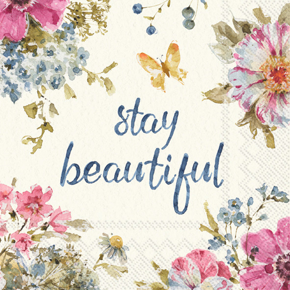 Garden Flower Cream - Cocktail Napkin