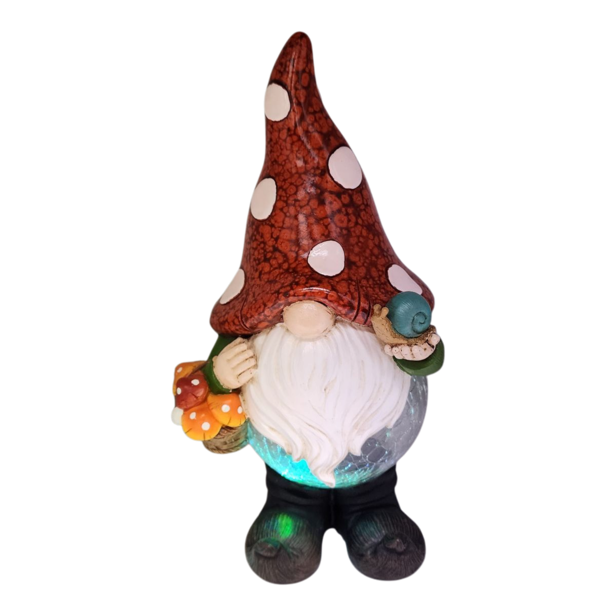 Garden Gnome with Color Changing Glass Ball