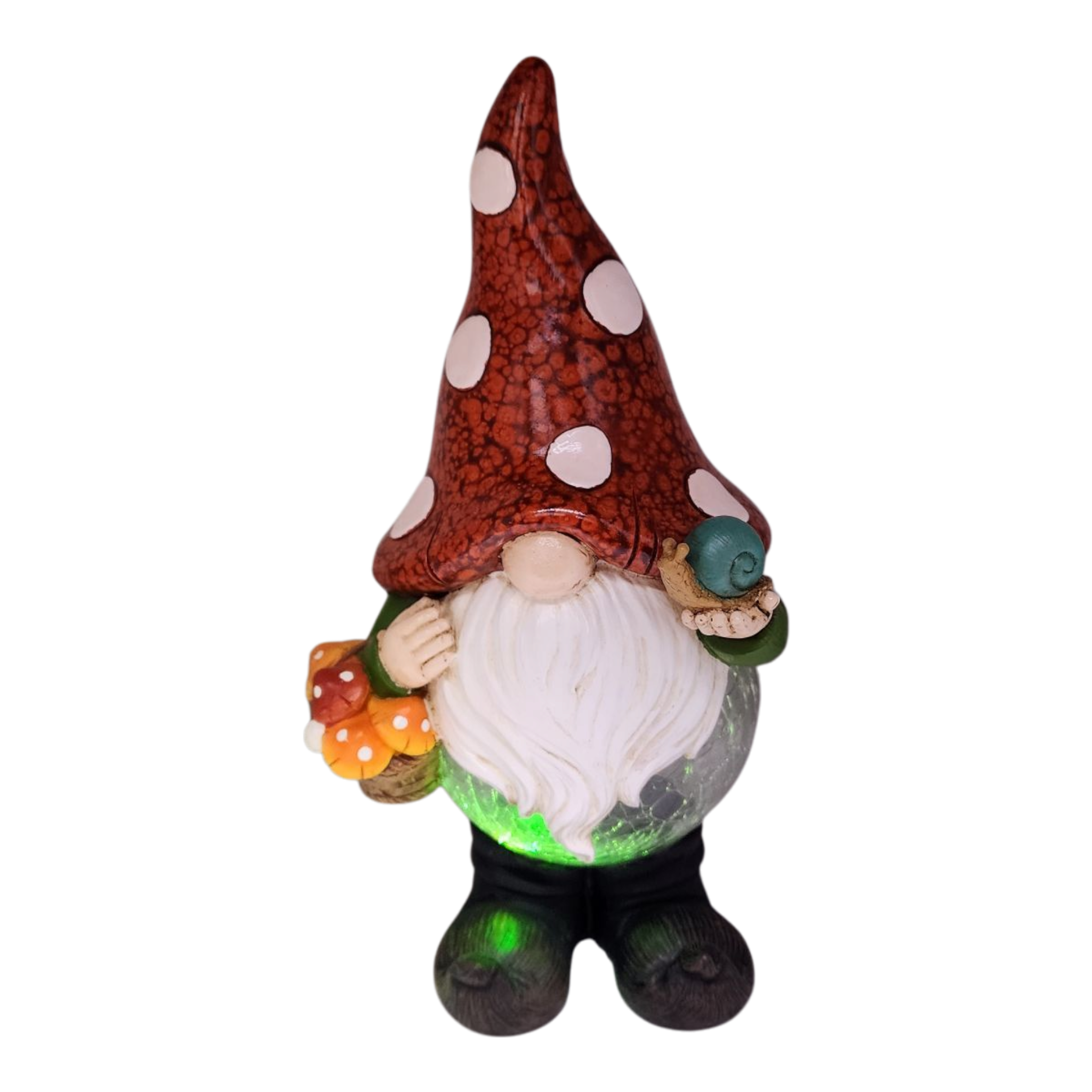 Garden Gnome with Color Changing Glass Ball