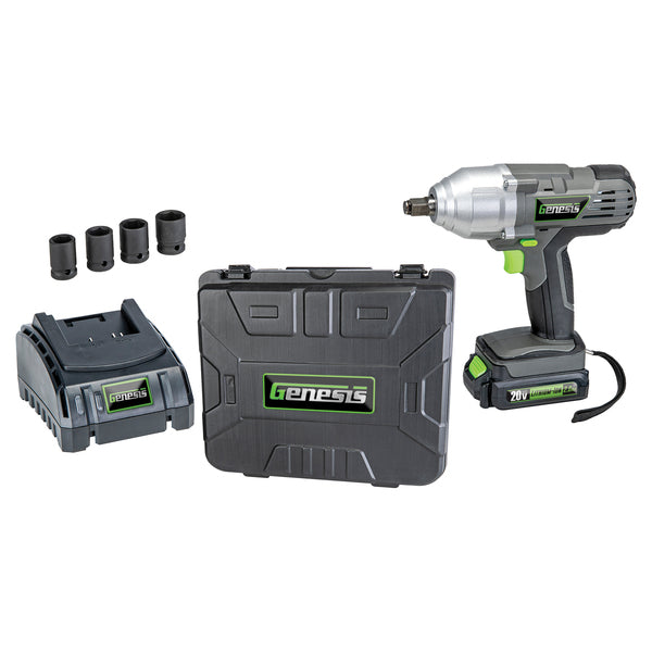 Genesis GLIW20AK 20-Volt Li-Ion Cordless Impact Wrench Kit with Charger,