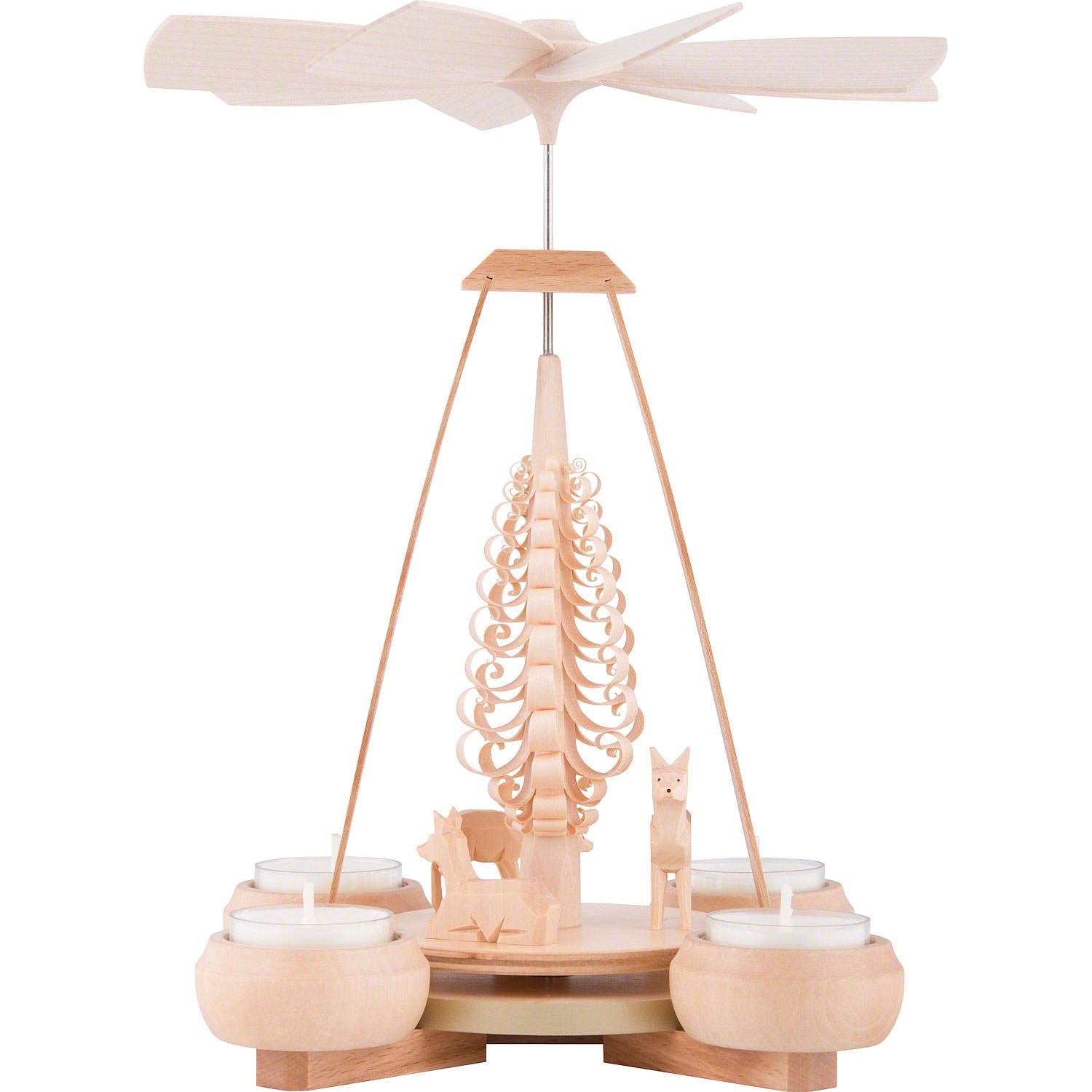German Candle Pyramid - Carved Deer Tree