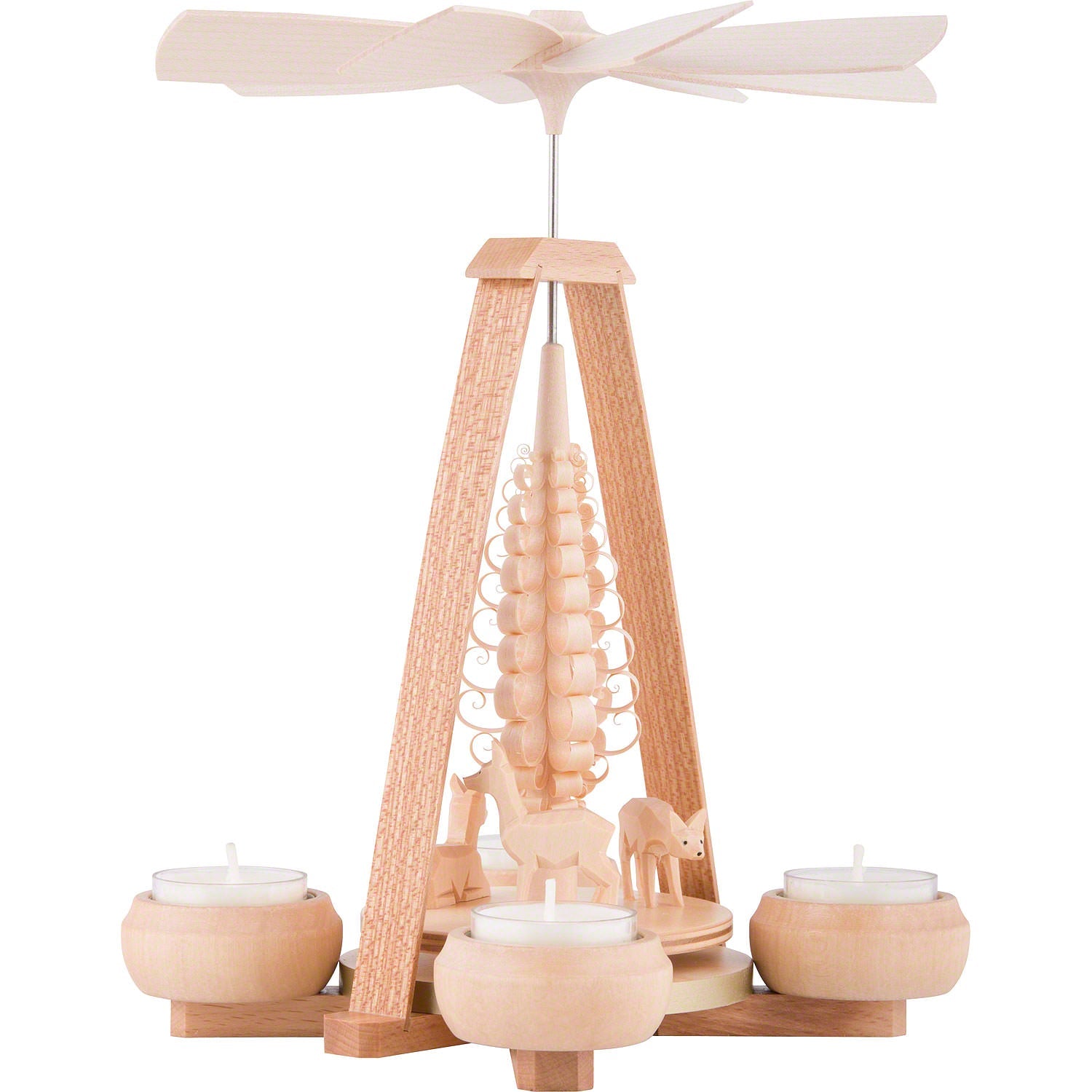 German Candle Pyramid - Carved Deer Tree