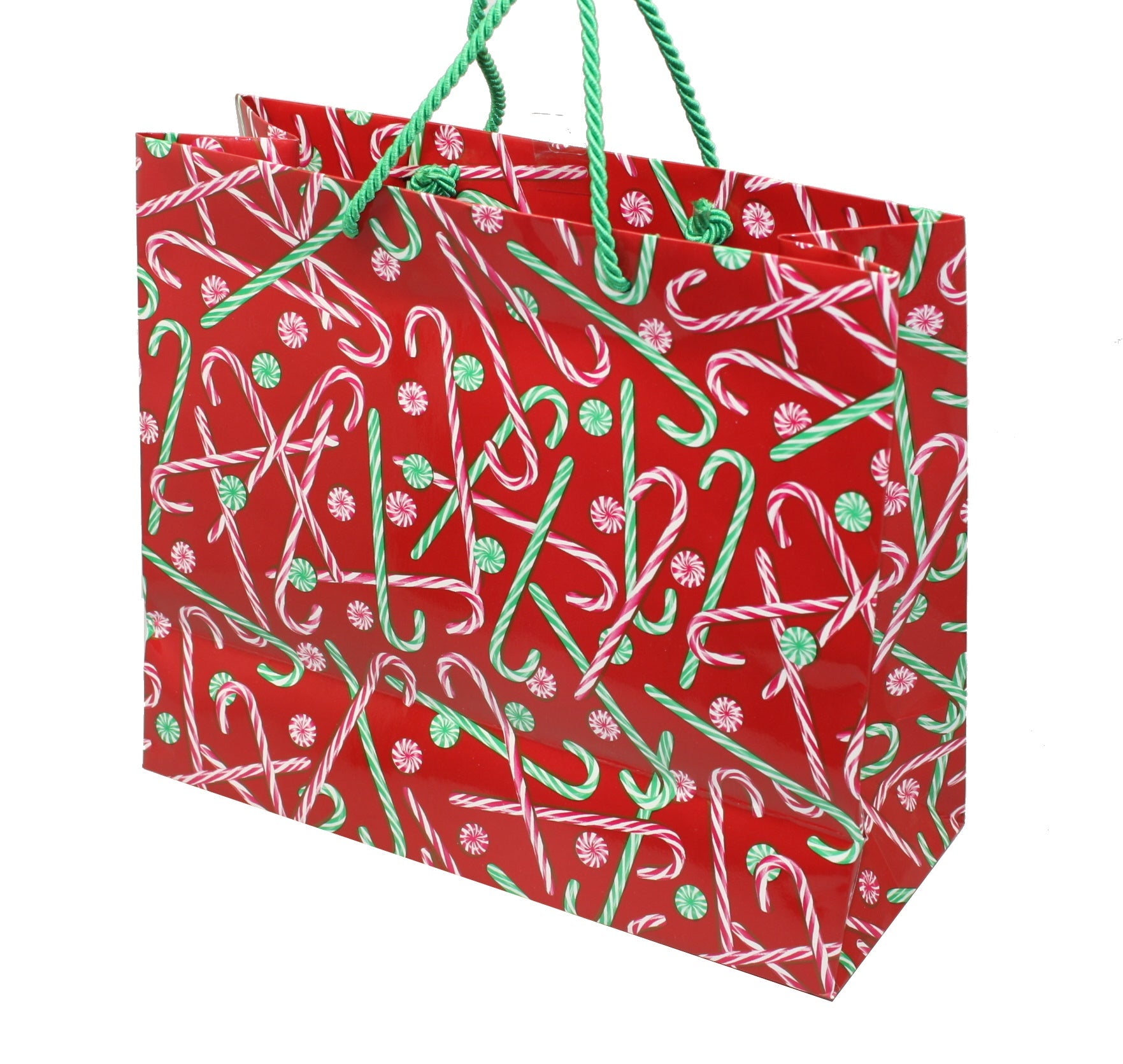 Gift Bag Large - Peppermint Stripes - red