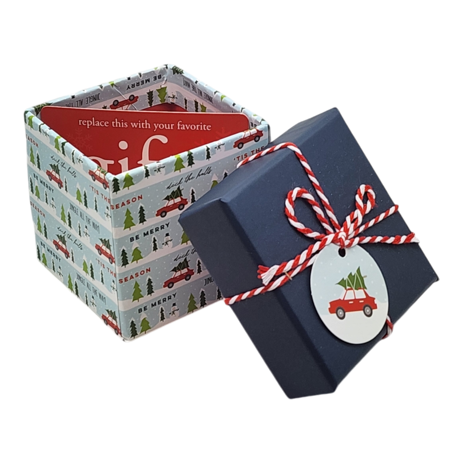 Gift Box Cube for Gift Cards - 3" x 3" - Bringing Home the Tree